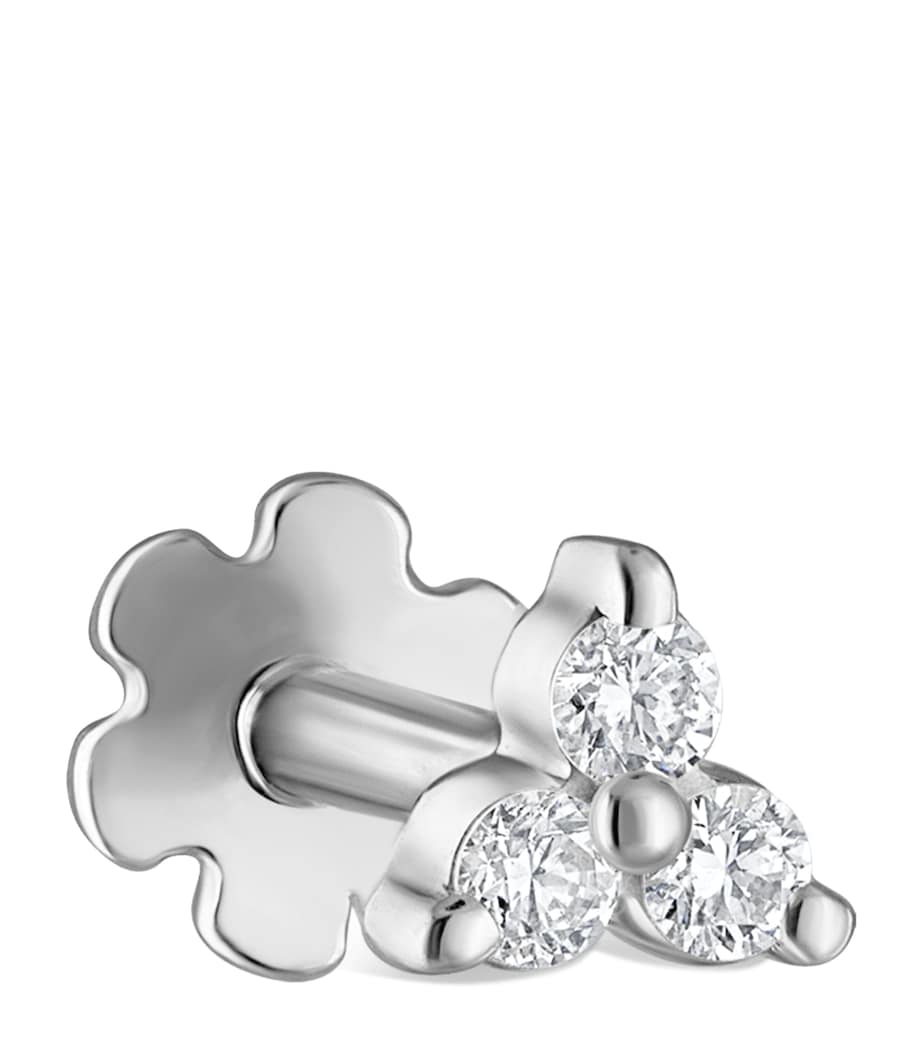 Diamond Trinity Threaded Stud Earring (3mm) WHITE GOLD Image 1