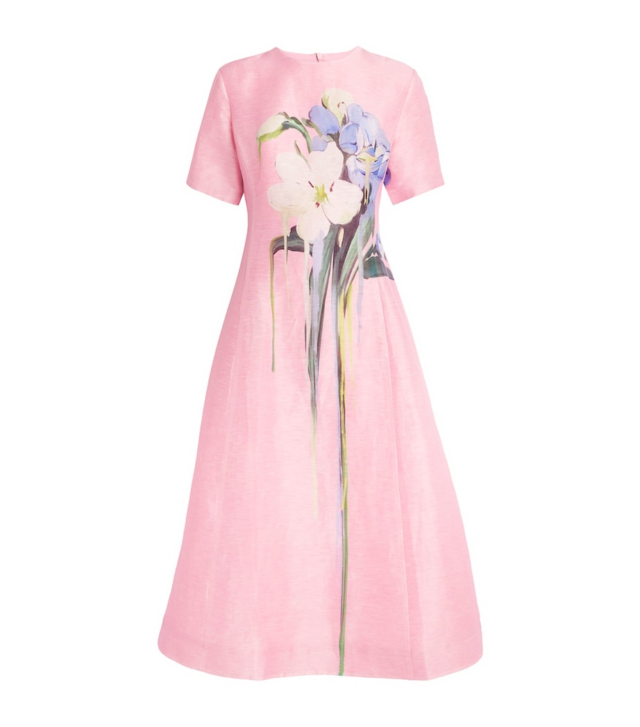 LEO LIN Womens Floral Caroline Midi Dress Bouquet Pastel Pink Image 1