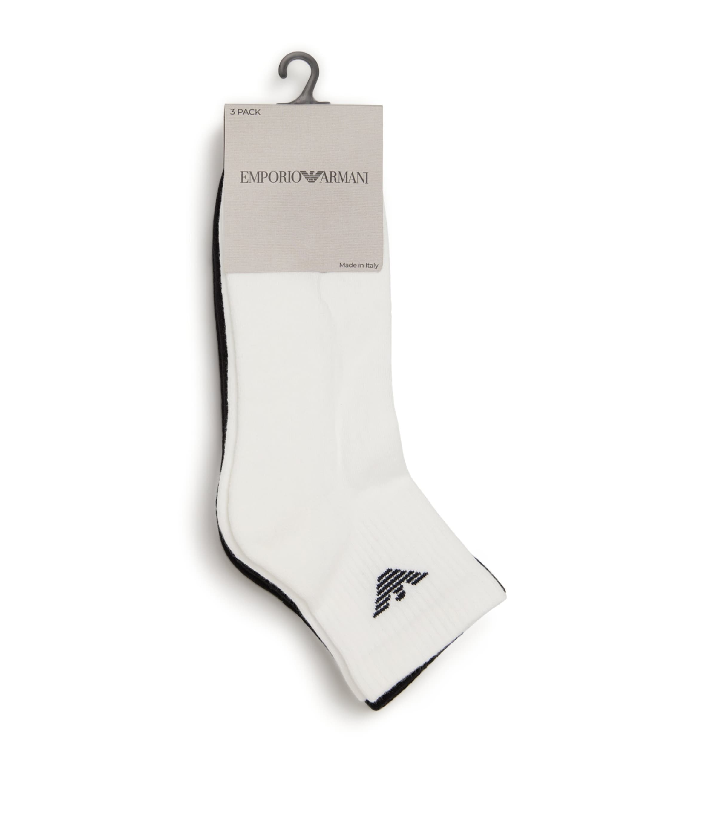 Emporio Armani Cotton-blend Logo Ankle Socks In Multi