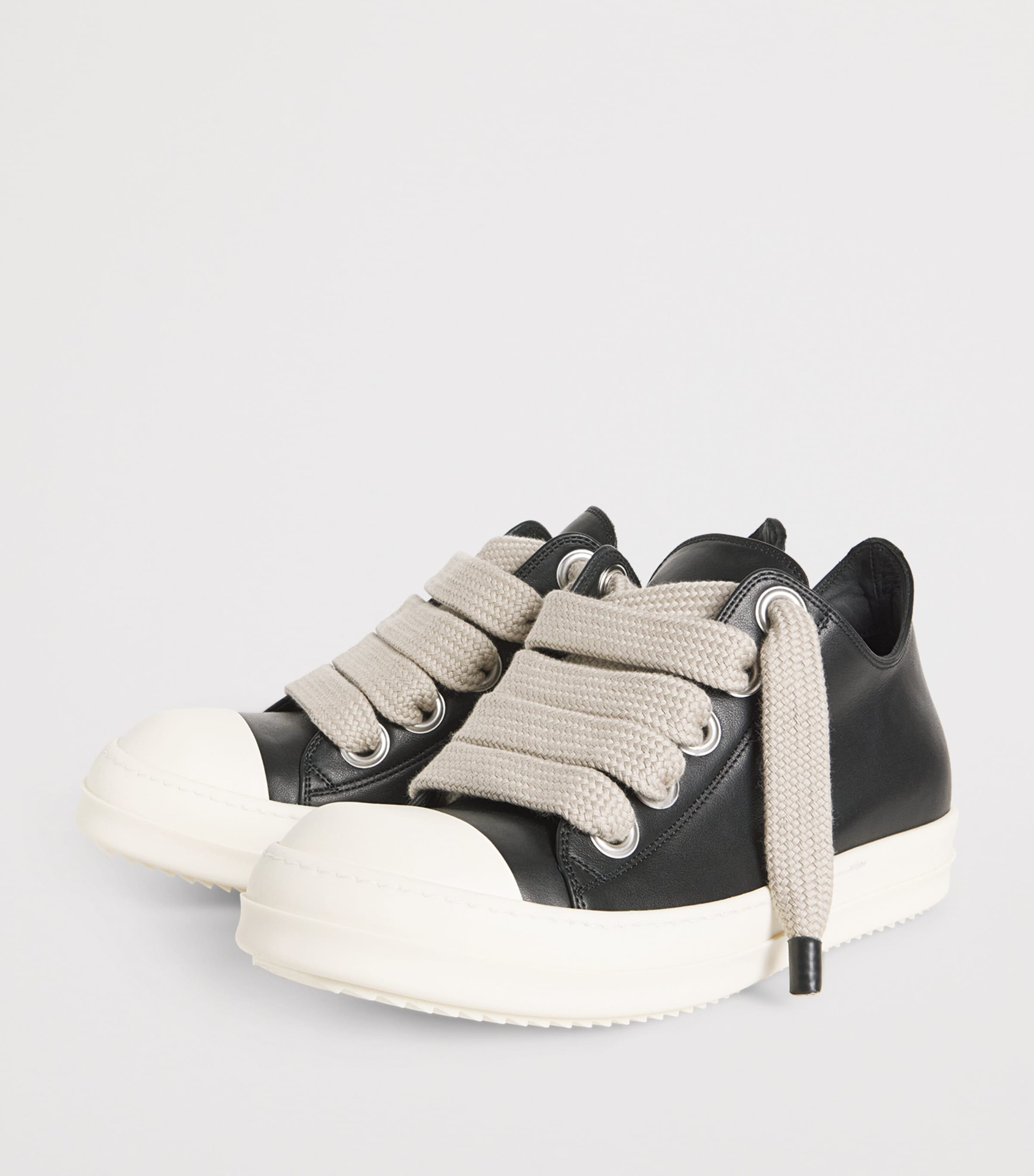 Rick Owens Black Leather Jumbo-Lace Sneakers | Harrods DE