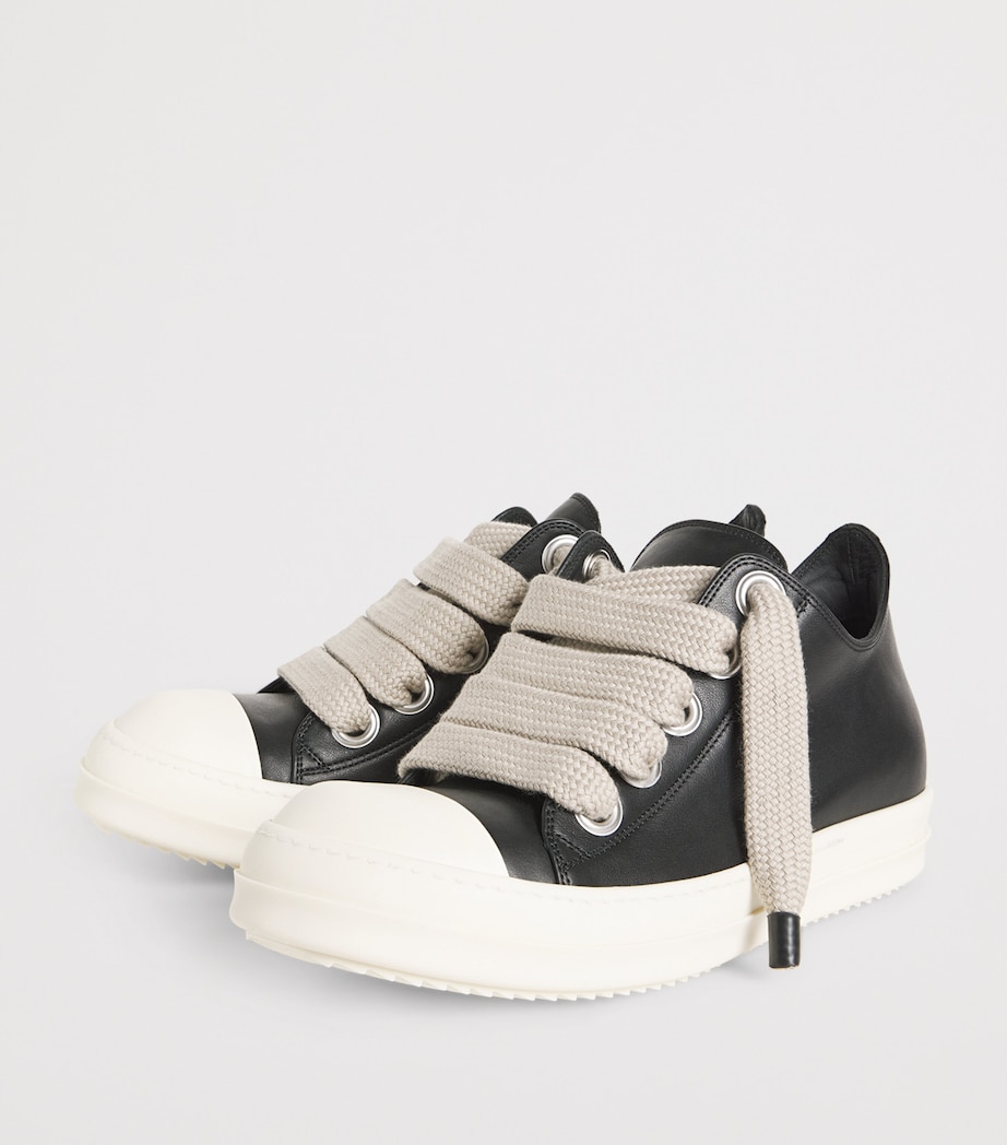 Rick Owens Leather Jumbo-Lace Sneakers Black/milk/milk Image 3
