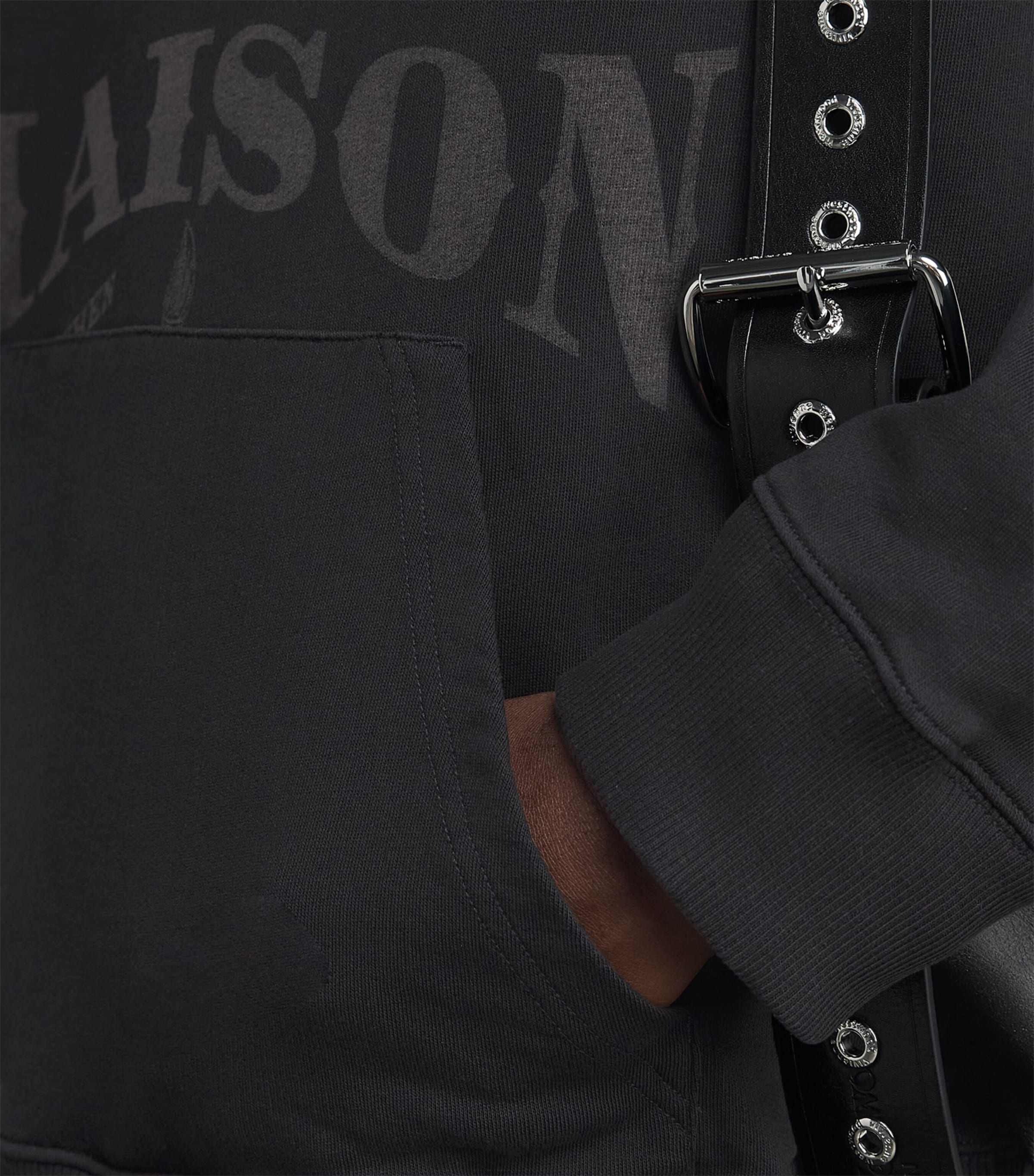 MM6 Maison Margiela Mens Oversized Logo Hoodie Black Image 3