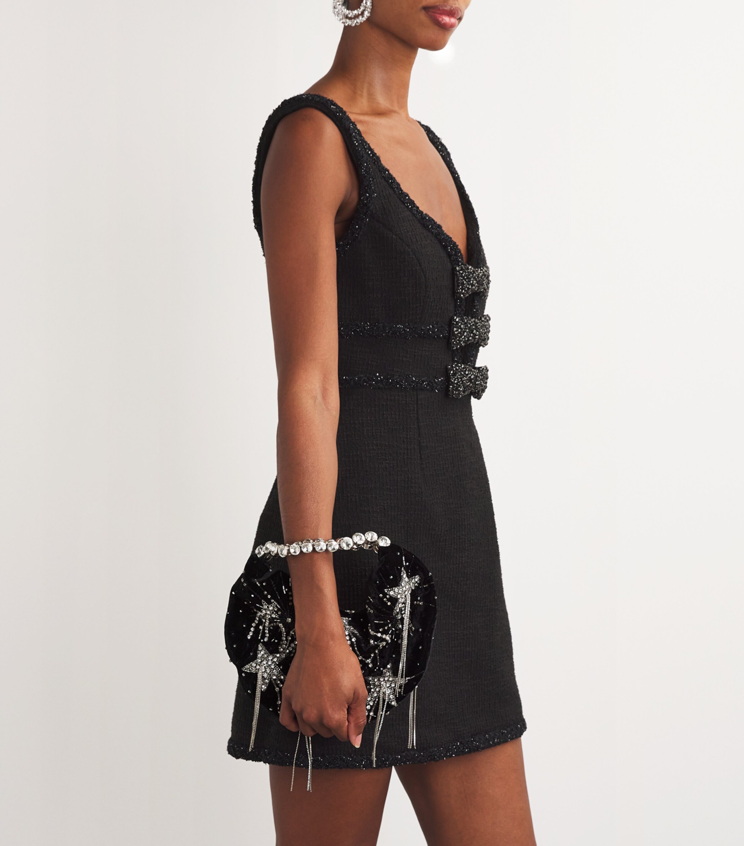 L'Alingi Mini Velvet Jewelled Clutch Bag Midnight Image 5