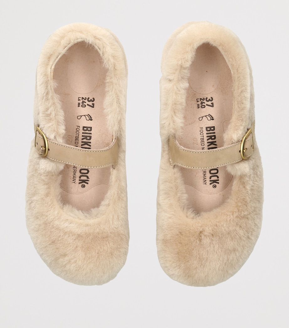 Birkenstock Shearling Santa Clarita Ballet Flats (Regular Fit) Cream Image 3