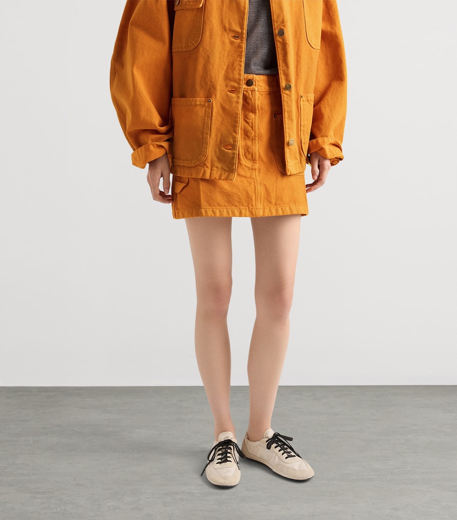 Prada Womens Canvas Mini Skirt Orange Image 4