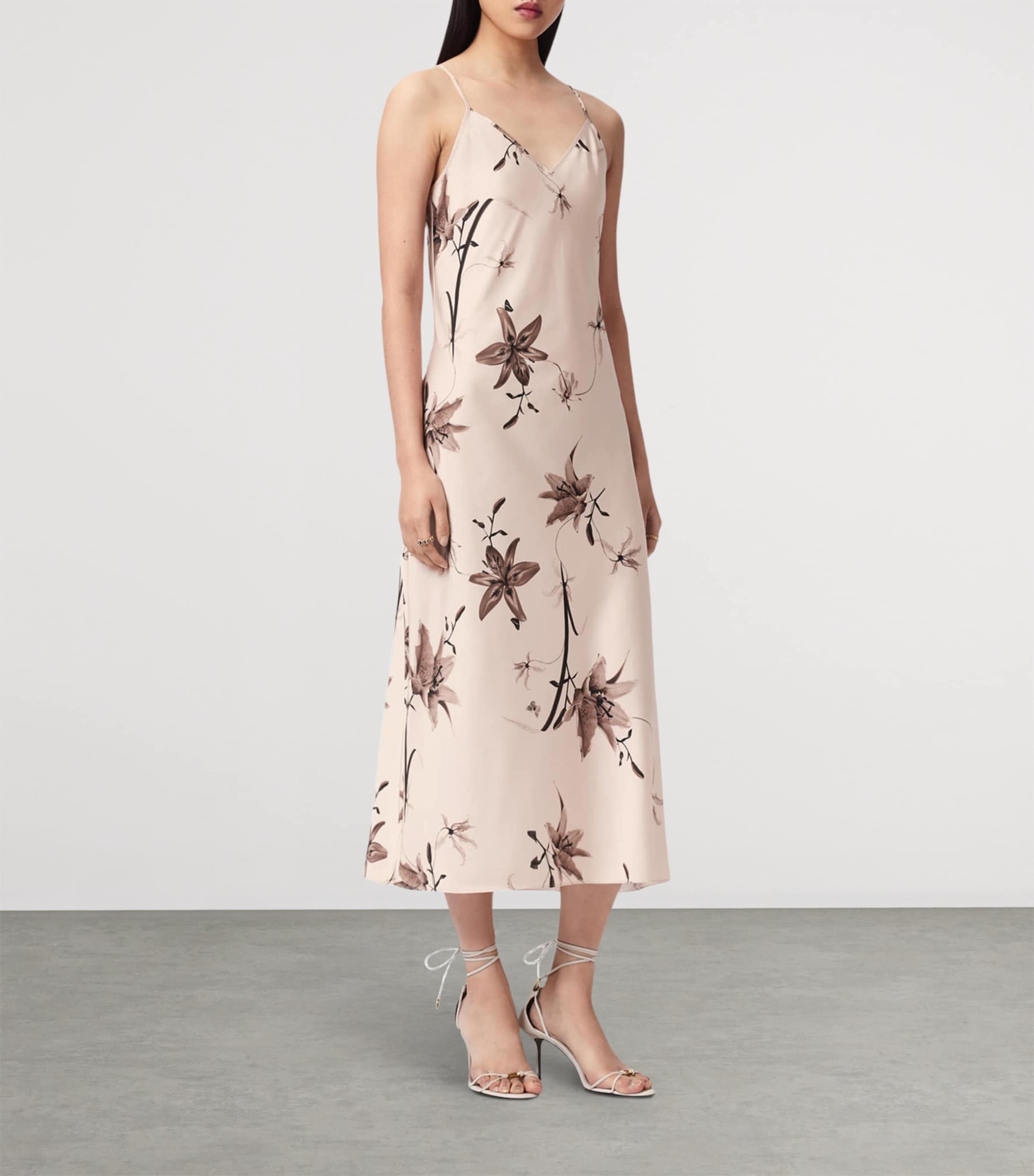 AllSaints Womens Hera 2-In-1 Midi Dress Petra Cream White Image 2