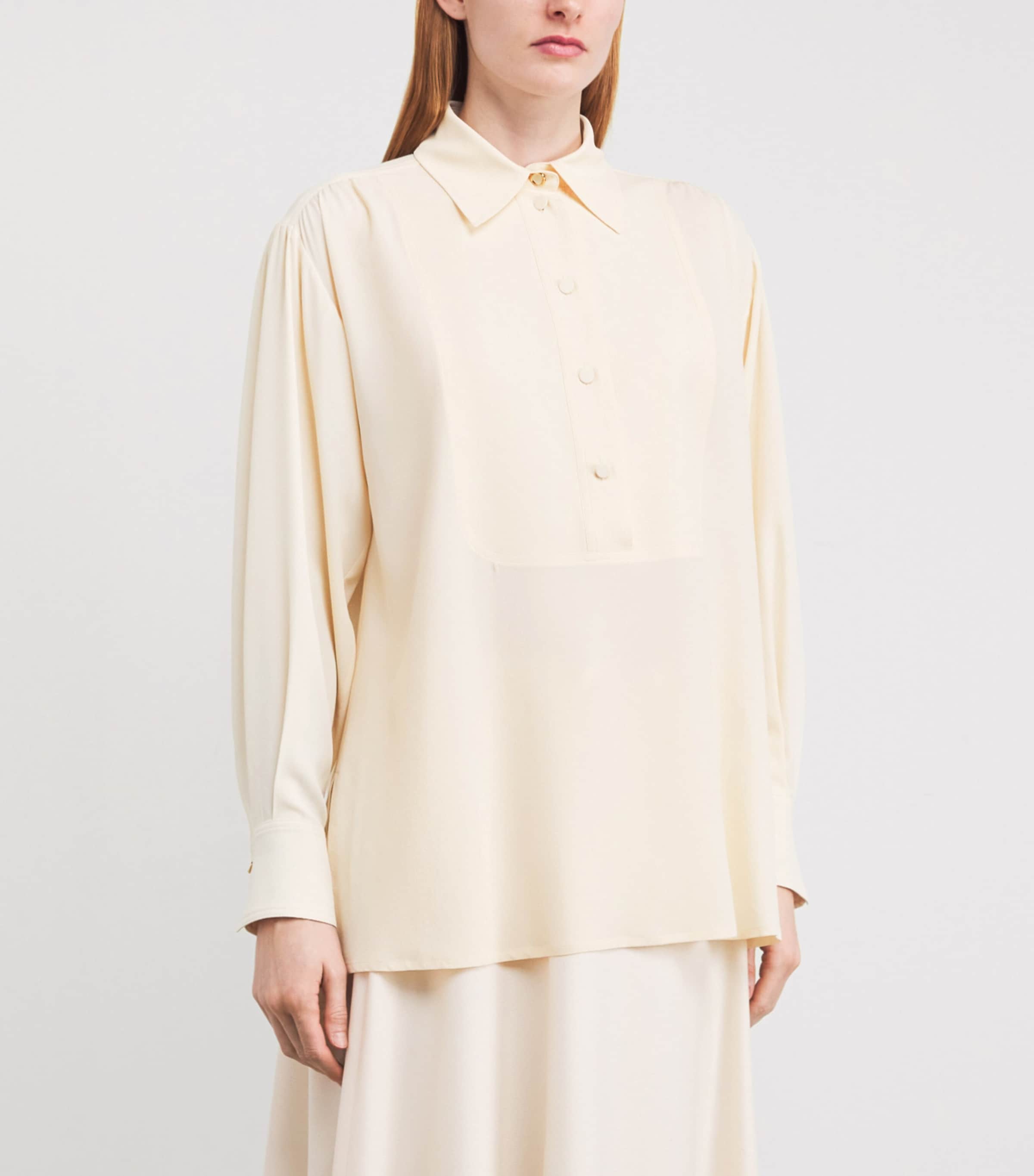 Agnona Womens Gathered Blouse Ivory Butter Image 3