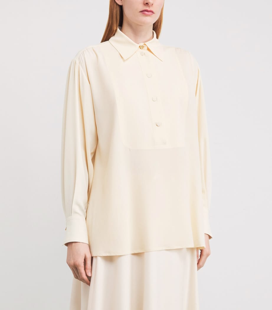 Agnona Womens Gathered Blouse Ivory Butter Image 3