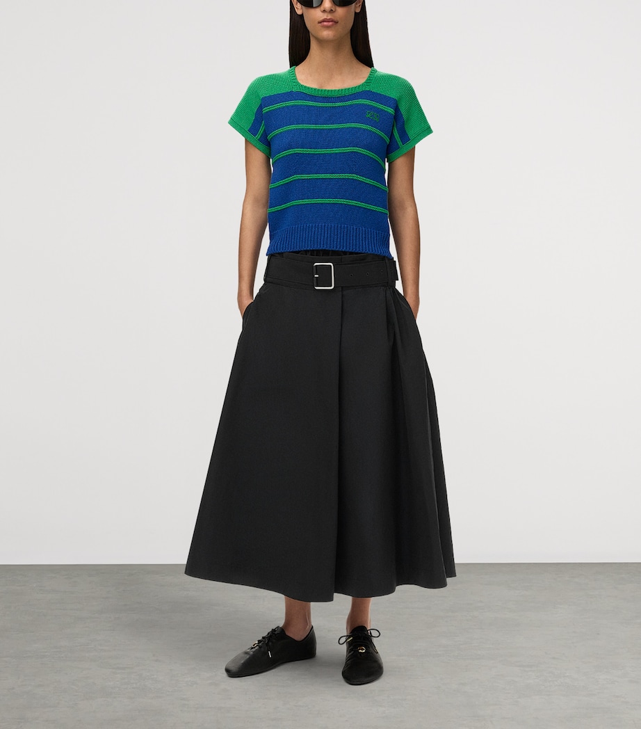 LOEWE Womens Layer-Effect Midi Skirt Black Image 2