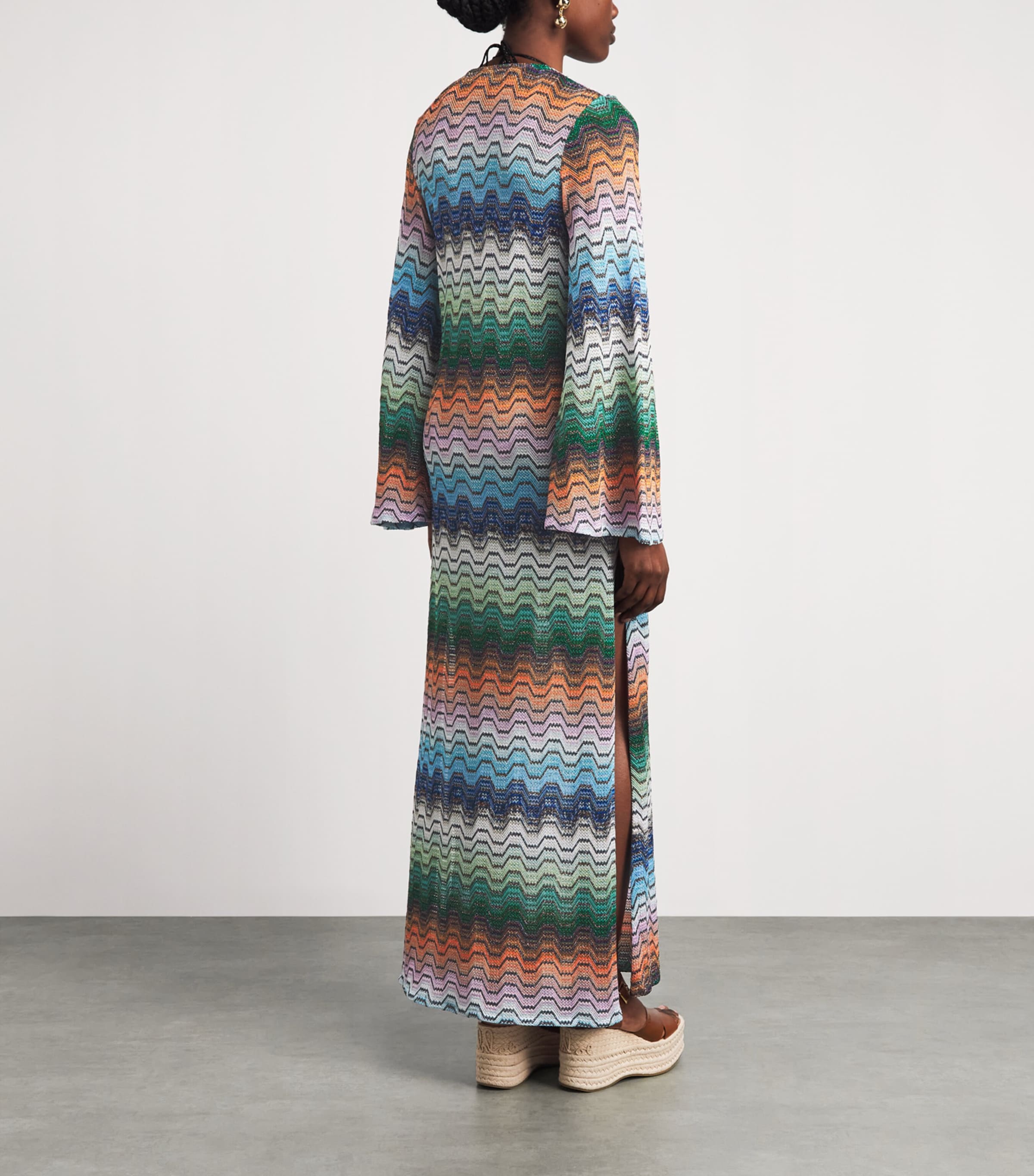 Missoni Womens Metallic Zigzag Kaftan Maxi Dress Smsnq Mlti Blk/gr/or Image 4