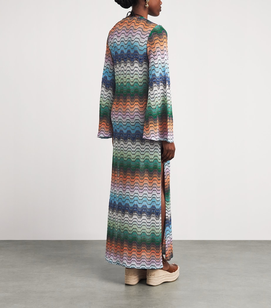 Missoni Womens Metallic Zigzag Kaftan Maxi Dress Smsnq Mlti Blk/gr/or Image 4