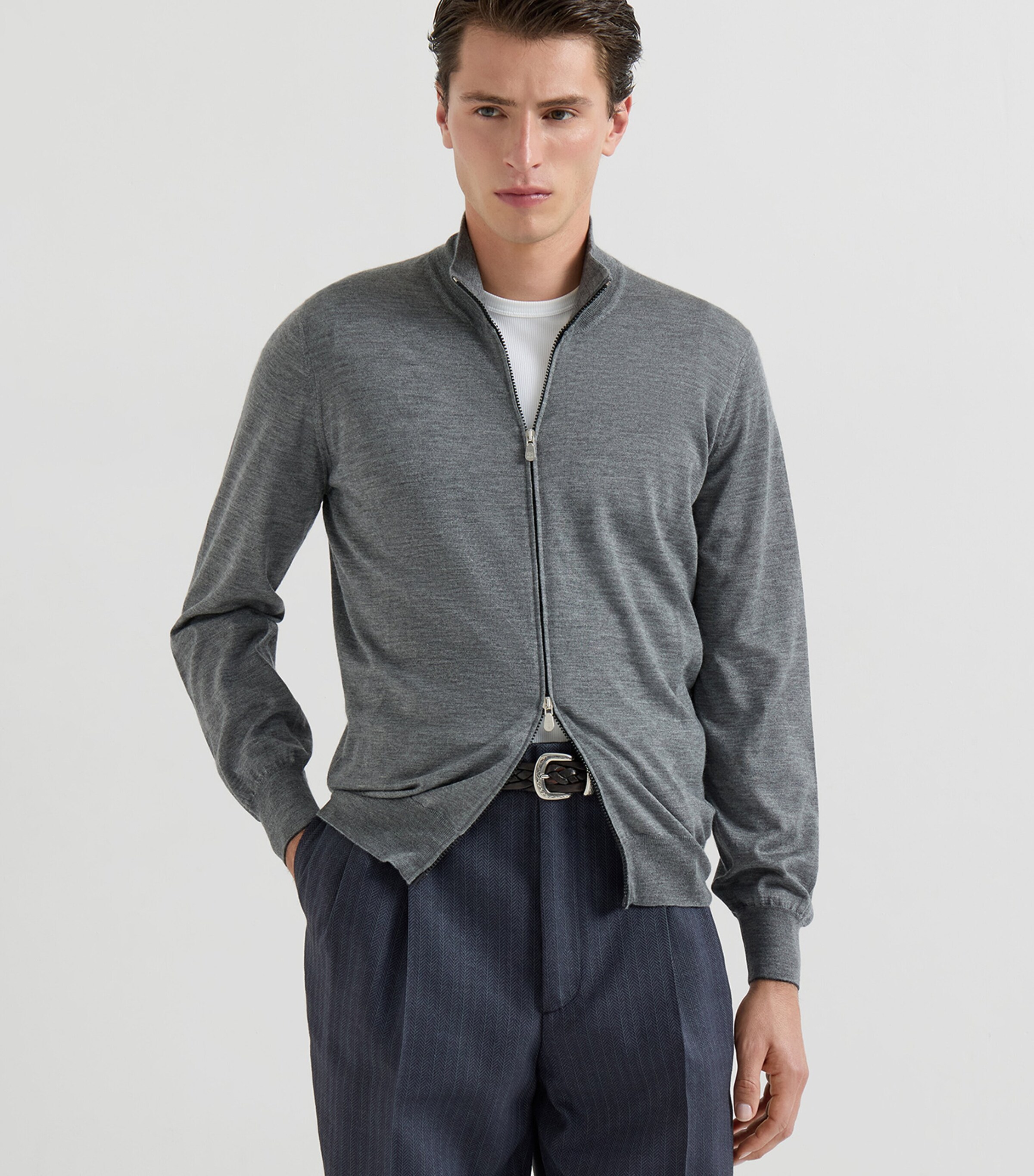 Brunello Cucinelli Mens Cashmere-Silk Cardigan Image 2