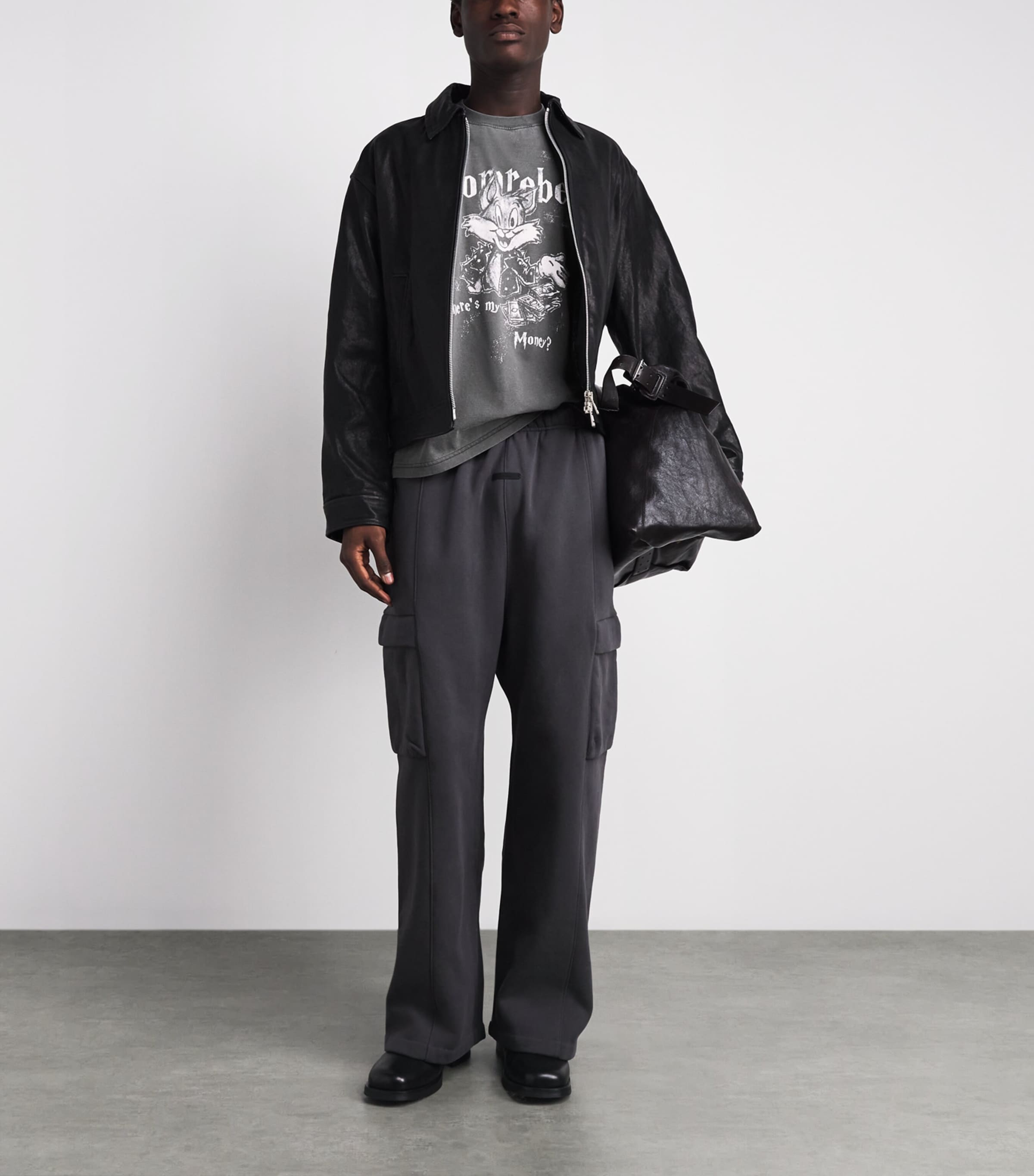 DOMREBEL Mens Cotton Collect T-Shirt Faded Black Image 2
