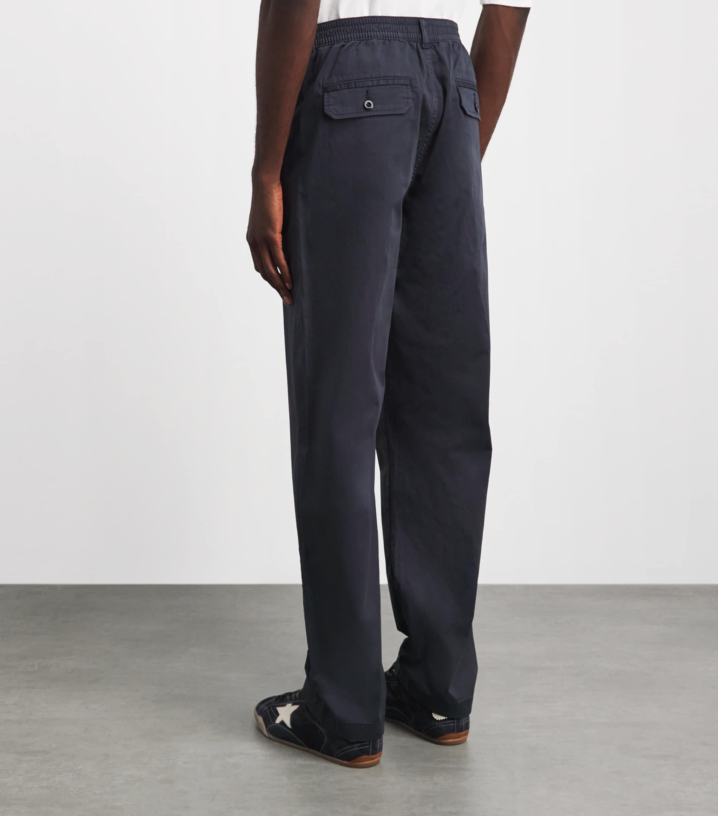 PAIGE Mens Stretch-Cotton Eberton Wide-Leg Chinos True Navy Image 5