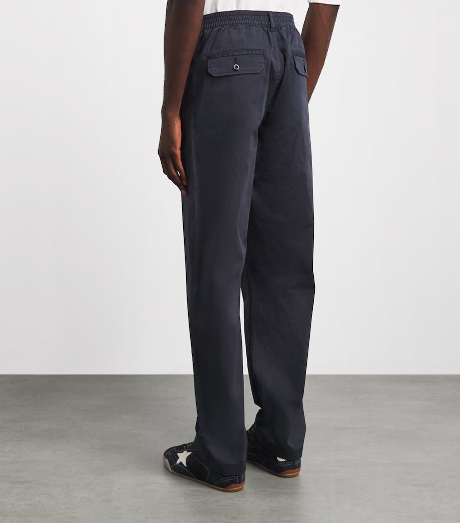 PAIGE Mens Stretch-Cotton Eberton Wide-Leg Chinos True Navy Image 5