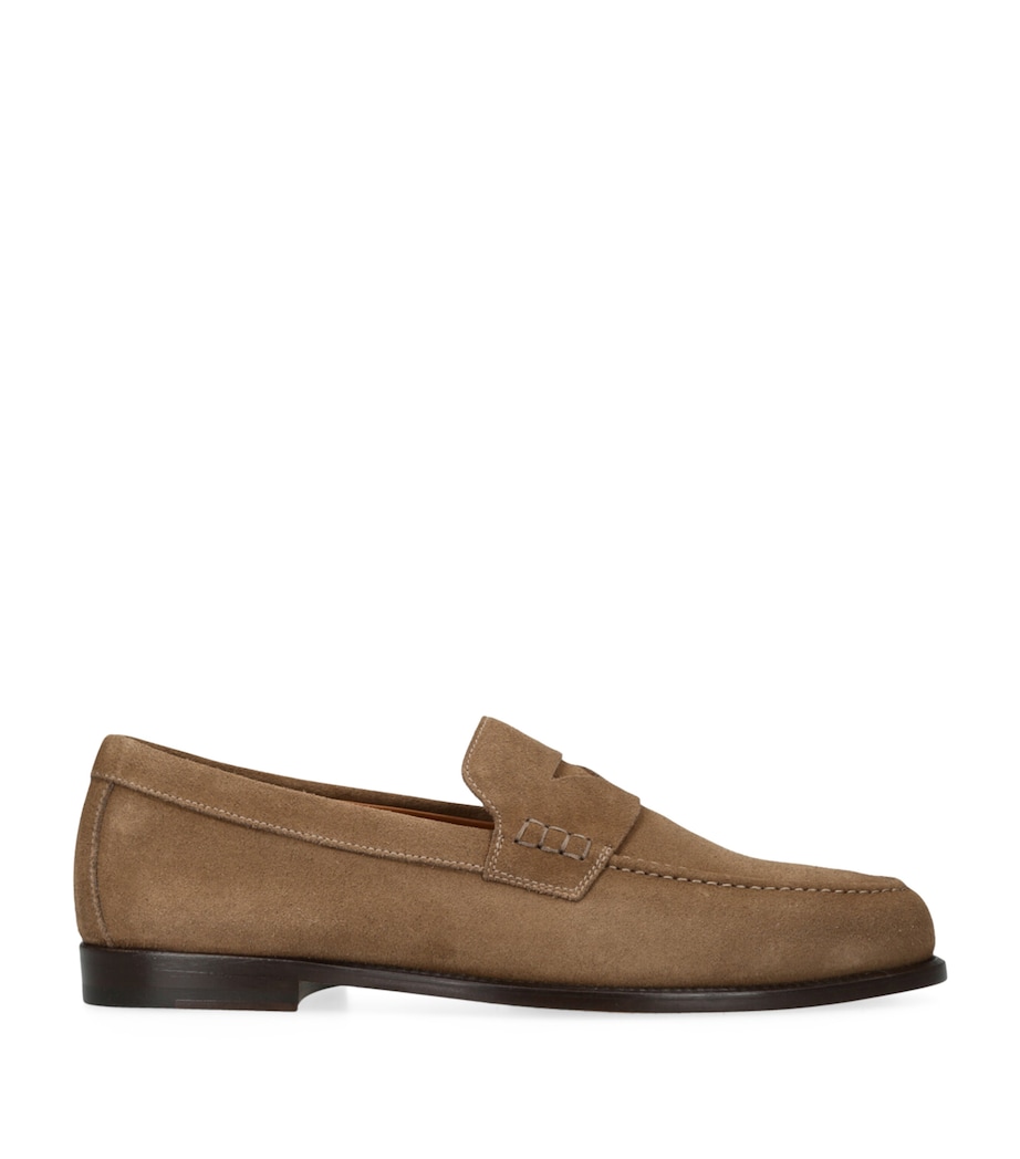 Doucal's Suede Penny Loafers Taupe Image 1