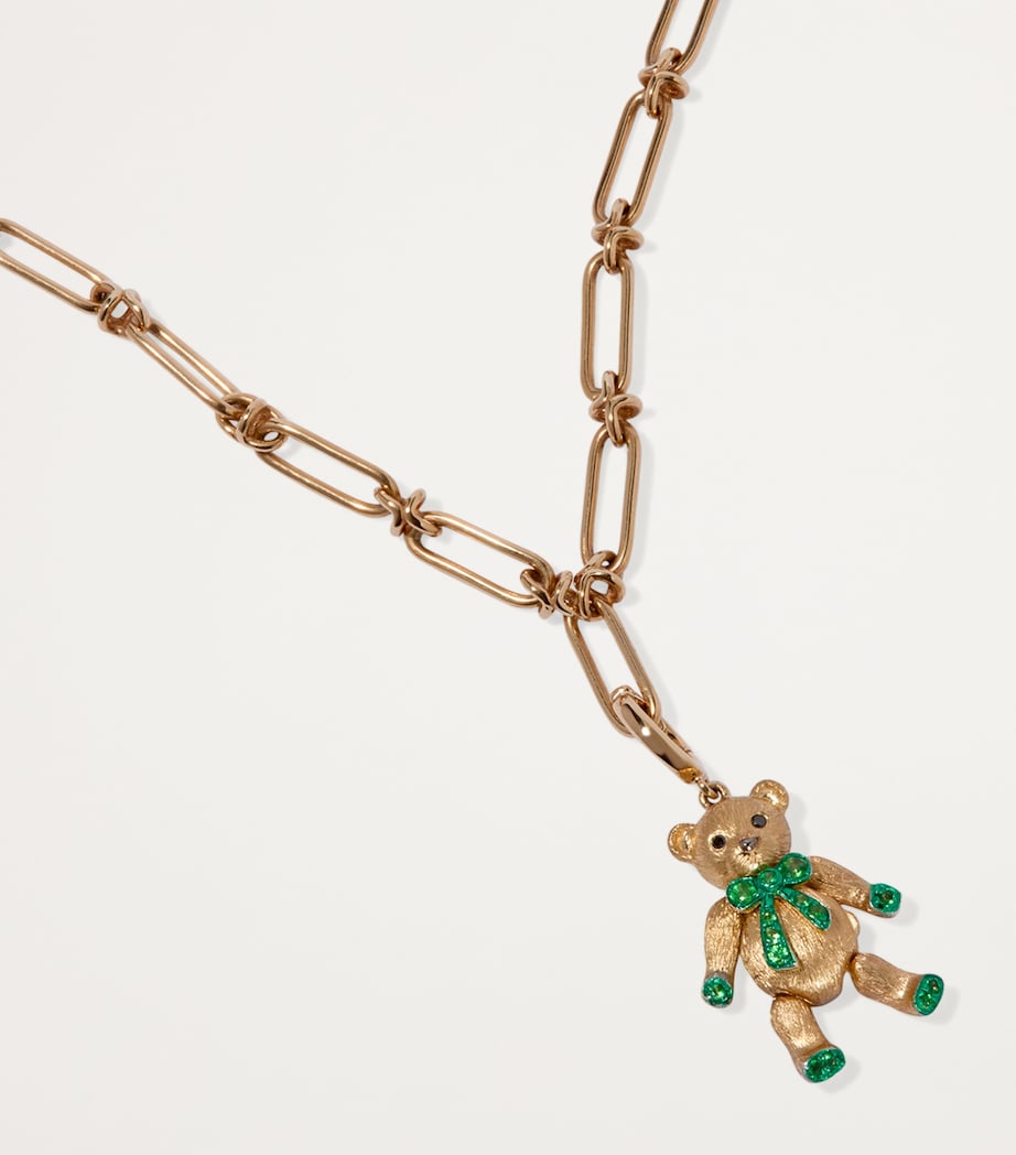 x Harrods Yellow Gold, Diamond and Tsavorite My Life in Charms Teddy Bear Locket Charm YELLOW GOLD Image 4