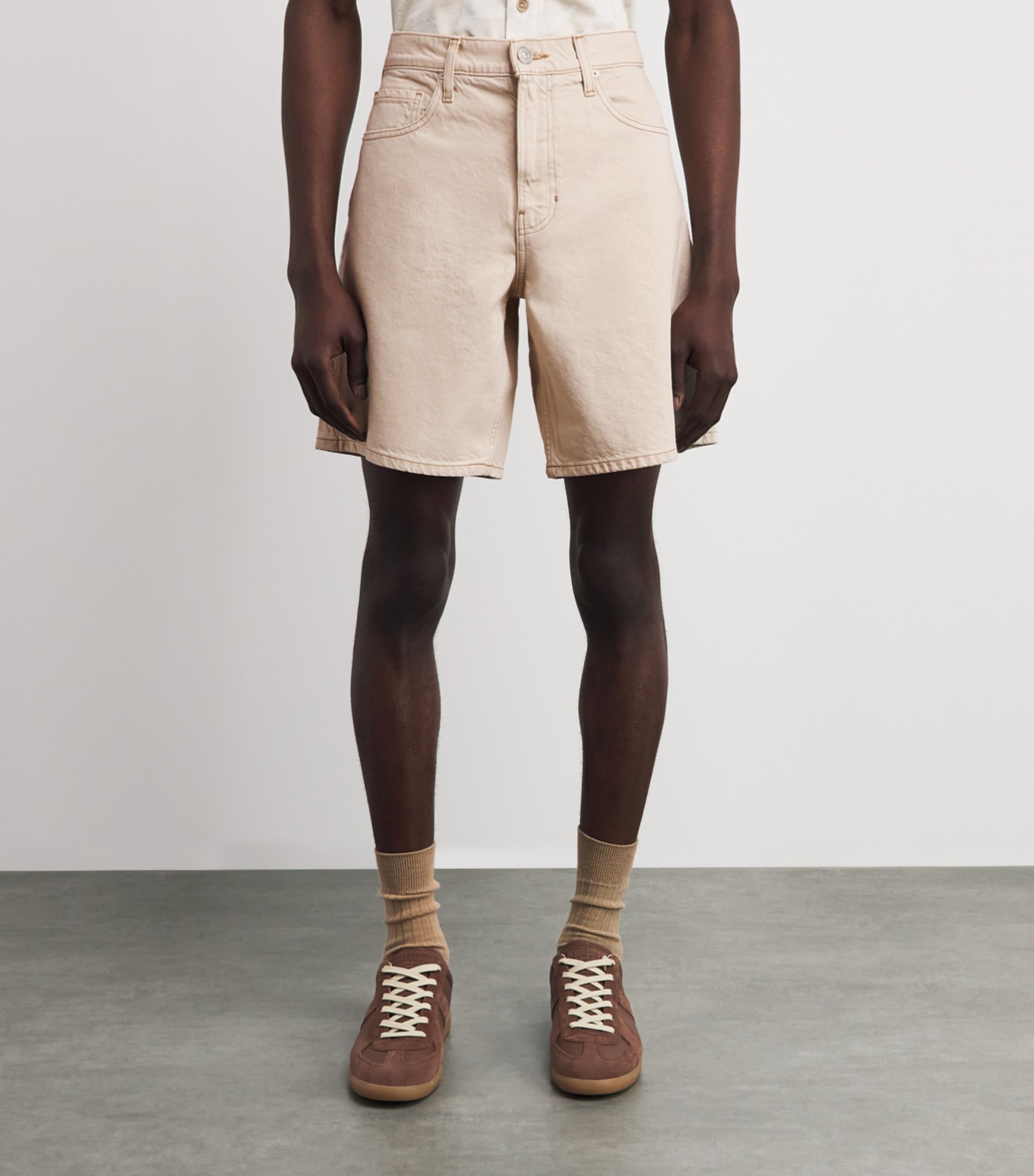 PAIGE Mens Denim Bermuda Shorts Ecru Natural Image 4