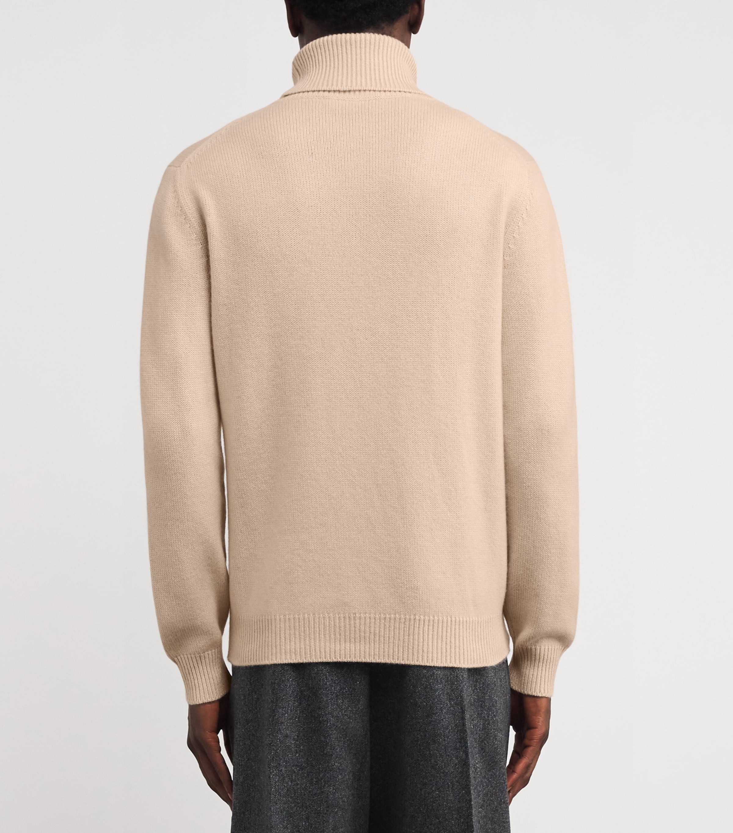 Cashmere Zigzag-Knit Rollneck Sweater CREME Image 4