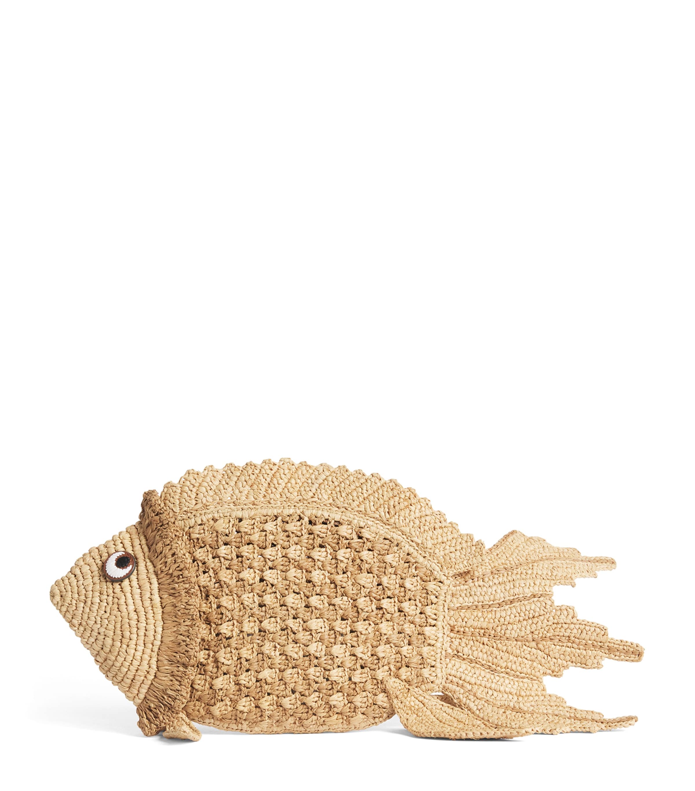Anya Hindmarch Raffia Fish Clutch Bag Natural Image 1