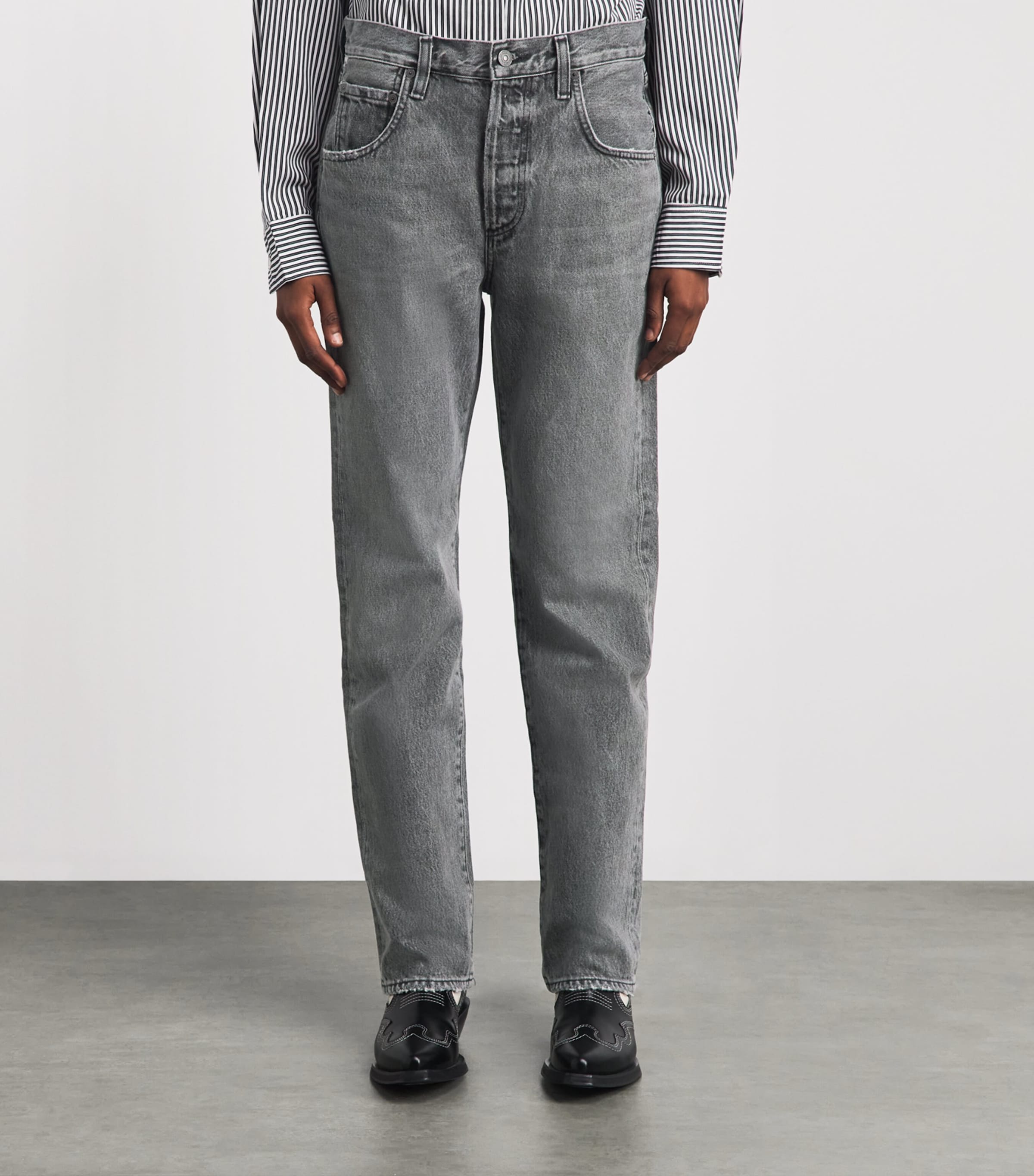 Citizens of Humanity Womens 90’s French High-Rise Straight Jeans Lumiere (washed Blk) Image 4