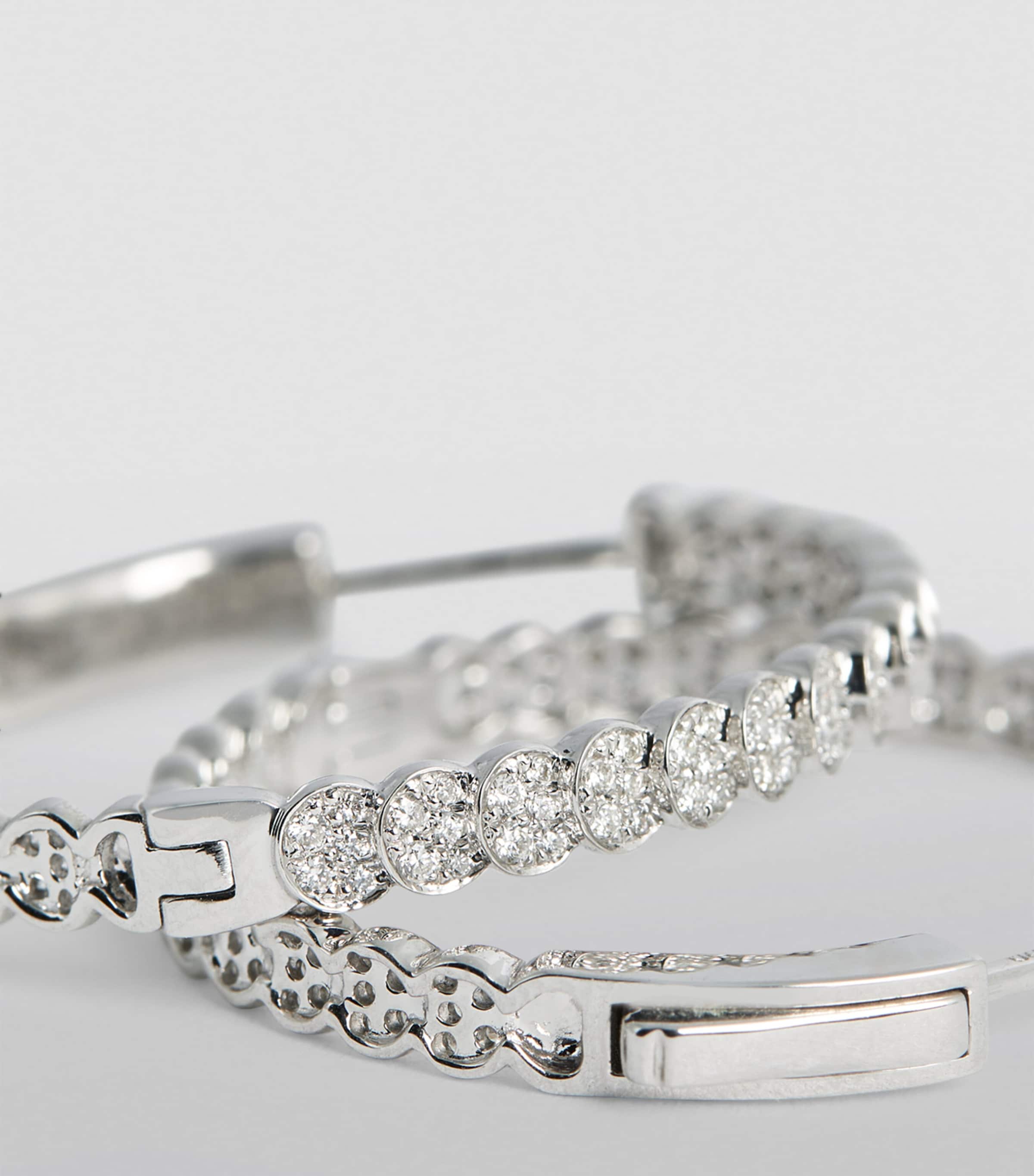 White Gold and Diamond Luna Hoop Earrings WHITE GOLD Image 6