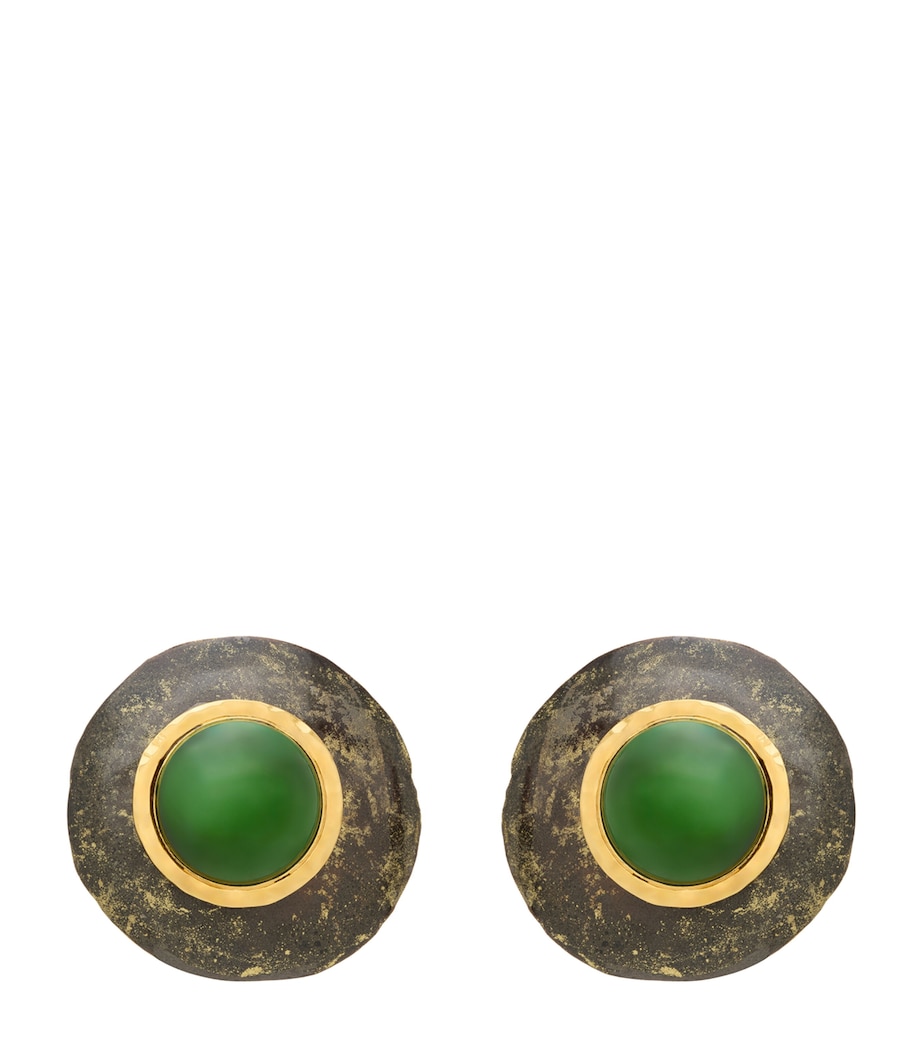 Saint Laurent Ceramic and Cabochon Earrings Image 1