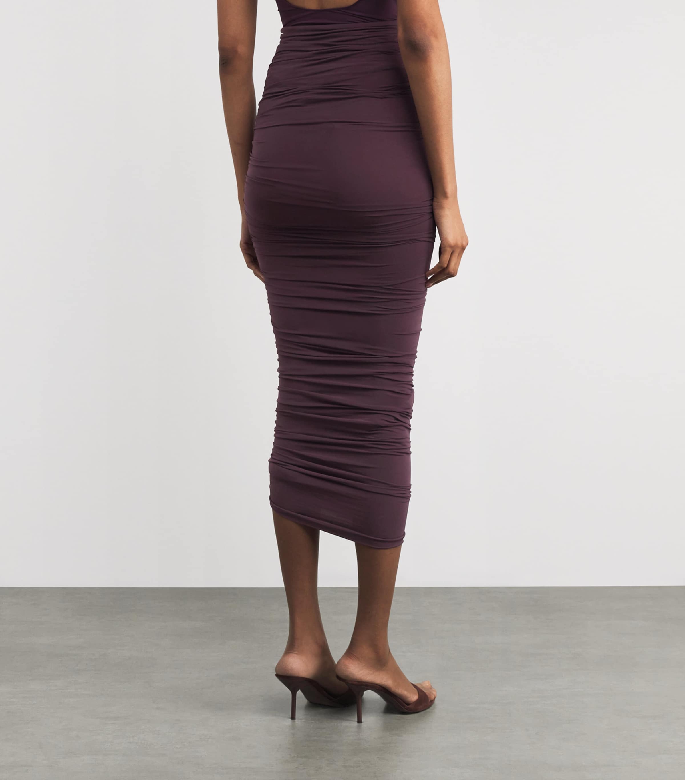 Ruched Bodycon High-Rise Midi Skirt 3249 WILD PLUM Image 4