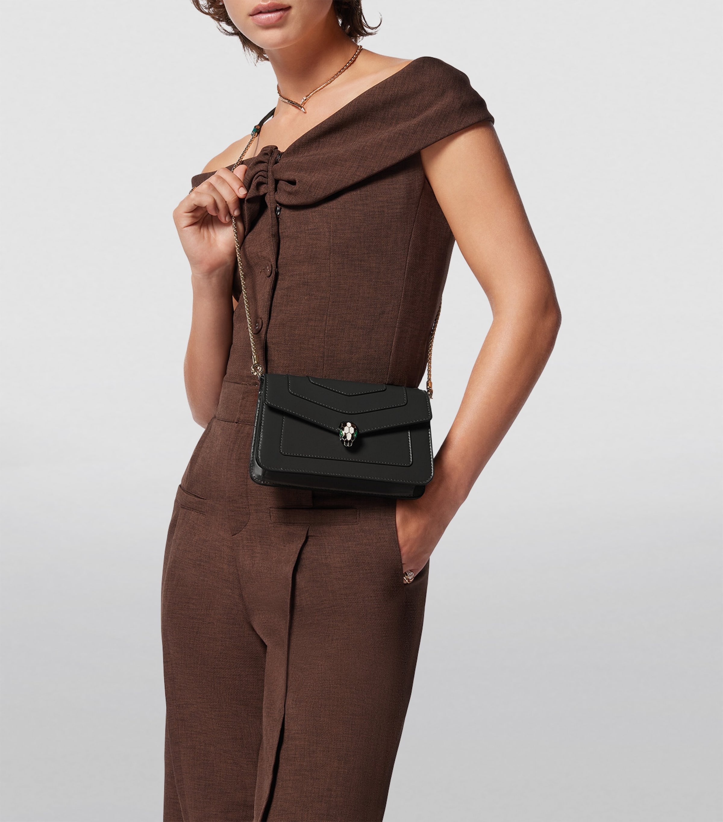 Serpenti Forever Chain Wallet BLACK Image 6