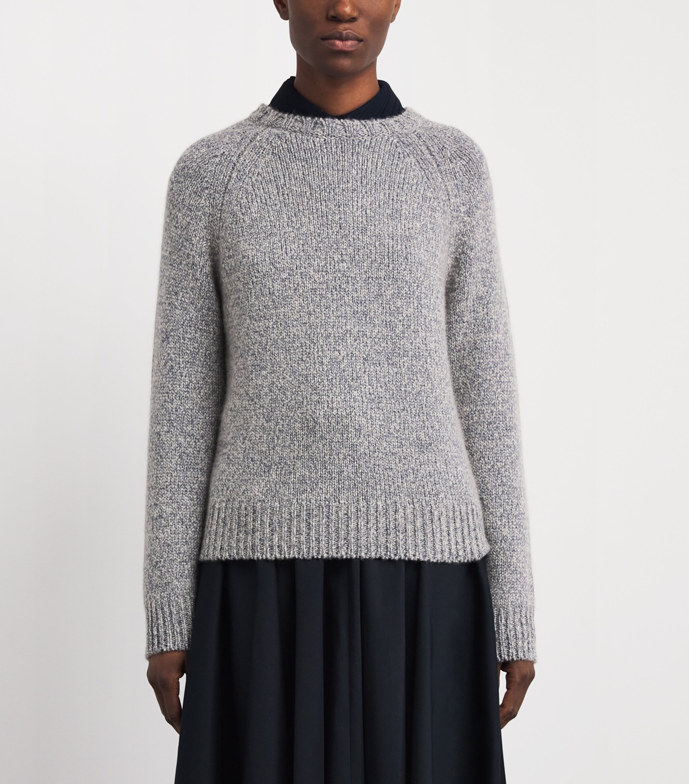 Johnstons Of Elgin Womens Cashmere-Cotton Bay Sweater Sea Surf Image 4