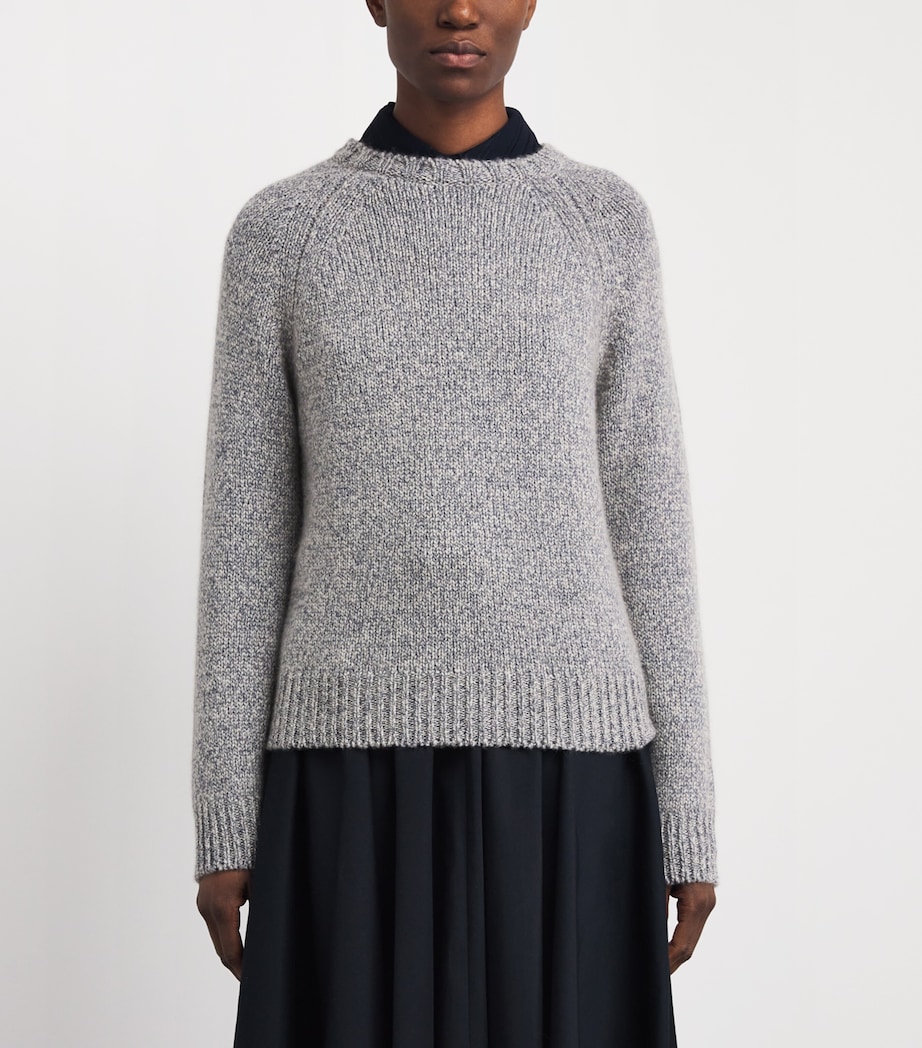 Johnstons Of Elgin Womens Cashmere-Cotton Bay Sweater Sea Surf Image 4