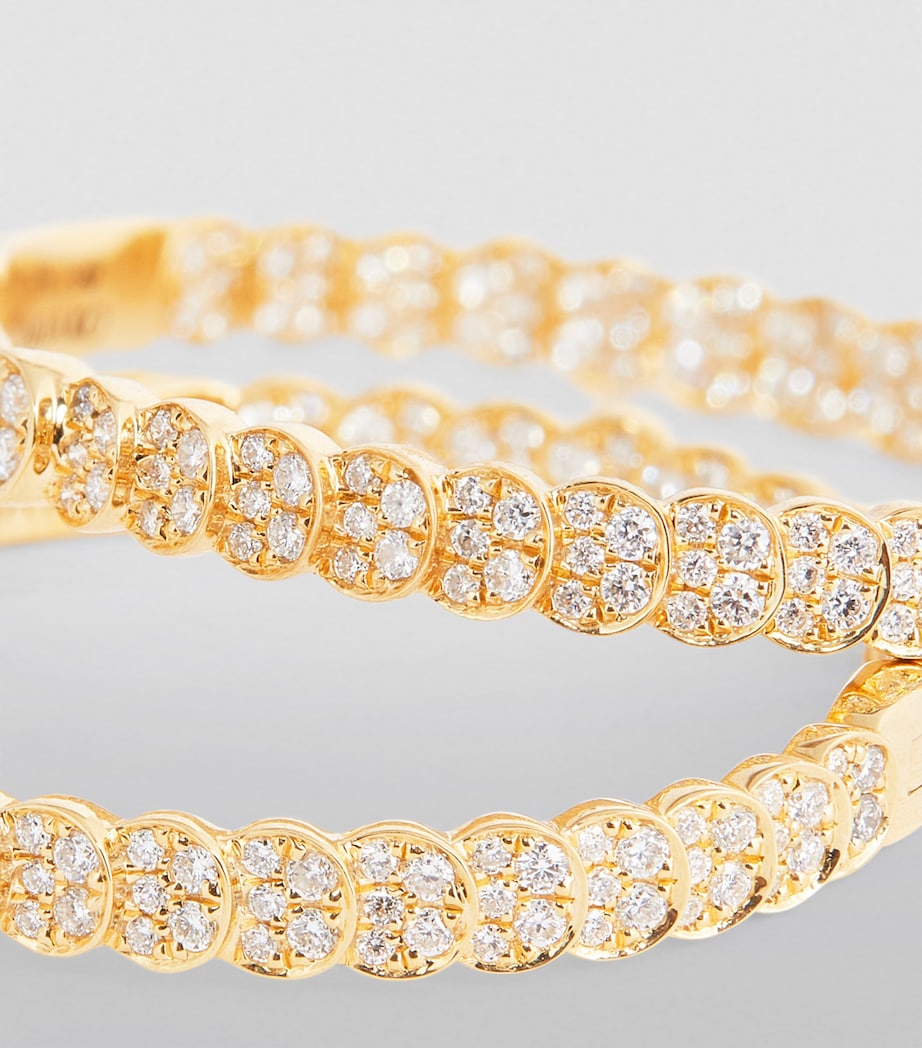 Yellow Gold and Diamond Luna Hoop Earrings YELLOW GOLD Image 6