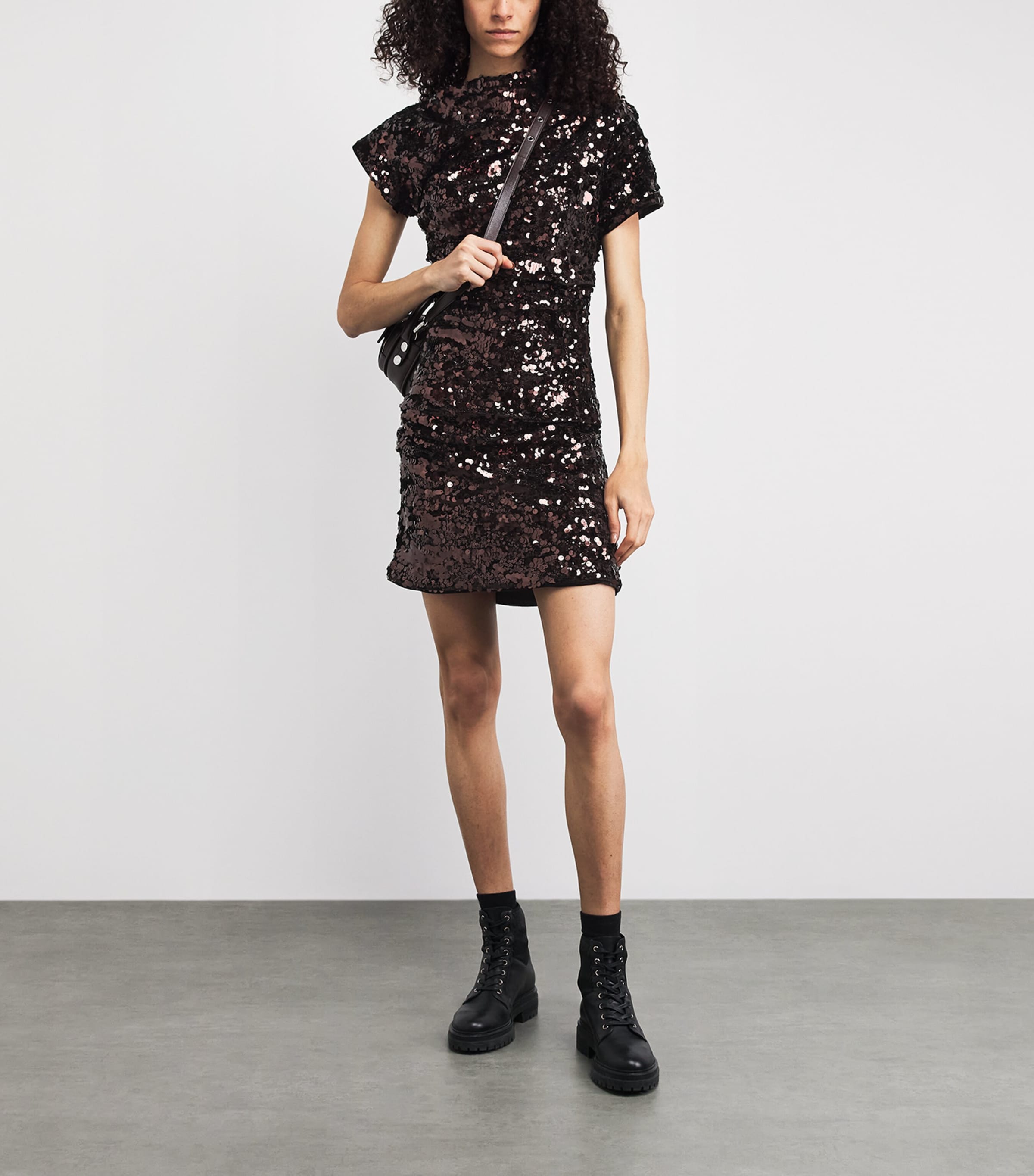 ganni brown dress Ganni Seersucker Corduroy V-neck Mini Dress