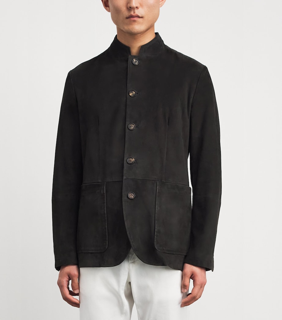 Eleventy Mens Suede Jacket Nero Image 4