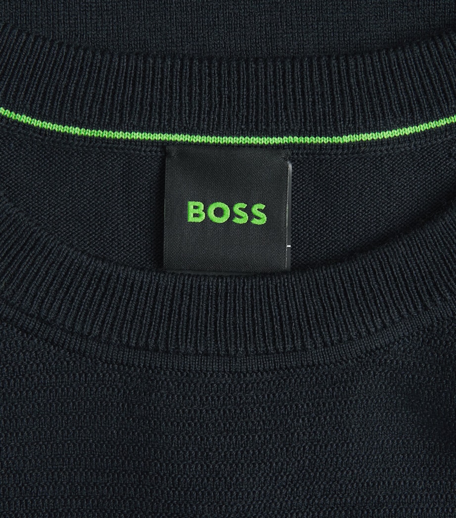 BOSS Mens Ribbed Logo Sweater Dark Image 2