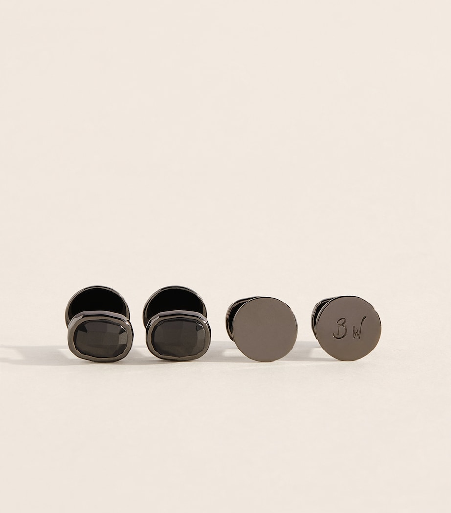 Babette Wasserman Black Rhodium-Plated Swarovski Crystal Cufflinks Black Image 1