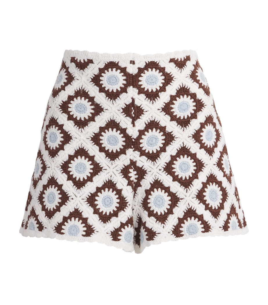 Maje Womens Crochet Shorts Brown/blue Image 1