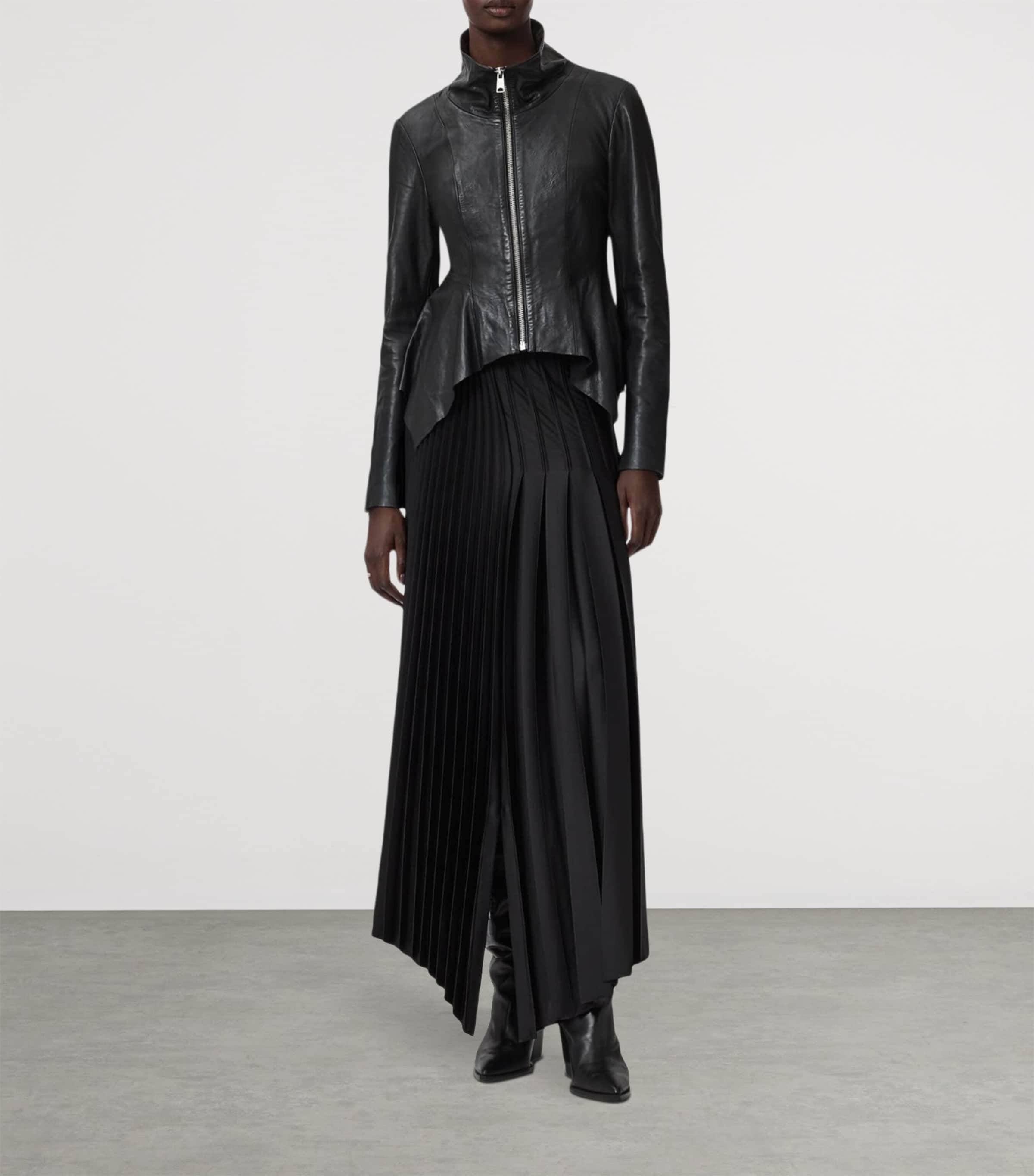 AllSaints Womens Leather Grace Biker Jacket Black Image 2