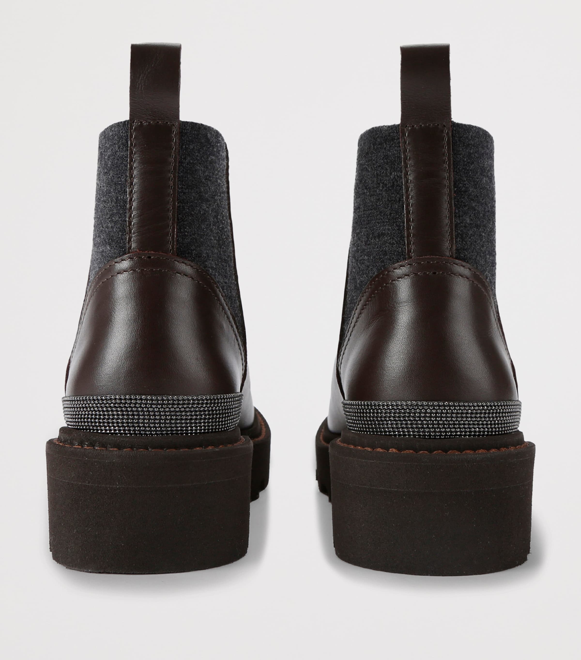Brunello Cucinelli Kids Leather Ankle Boots Dark Brown Image 2