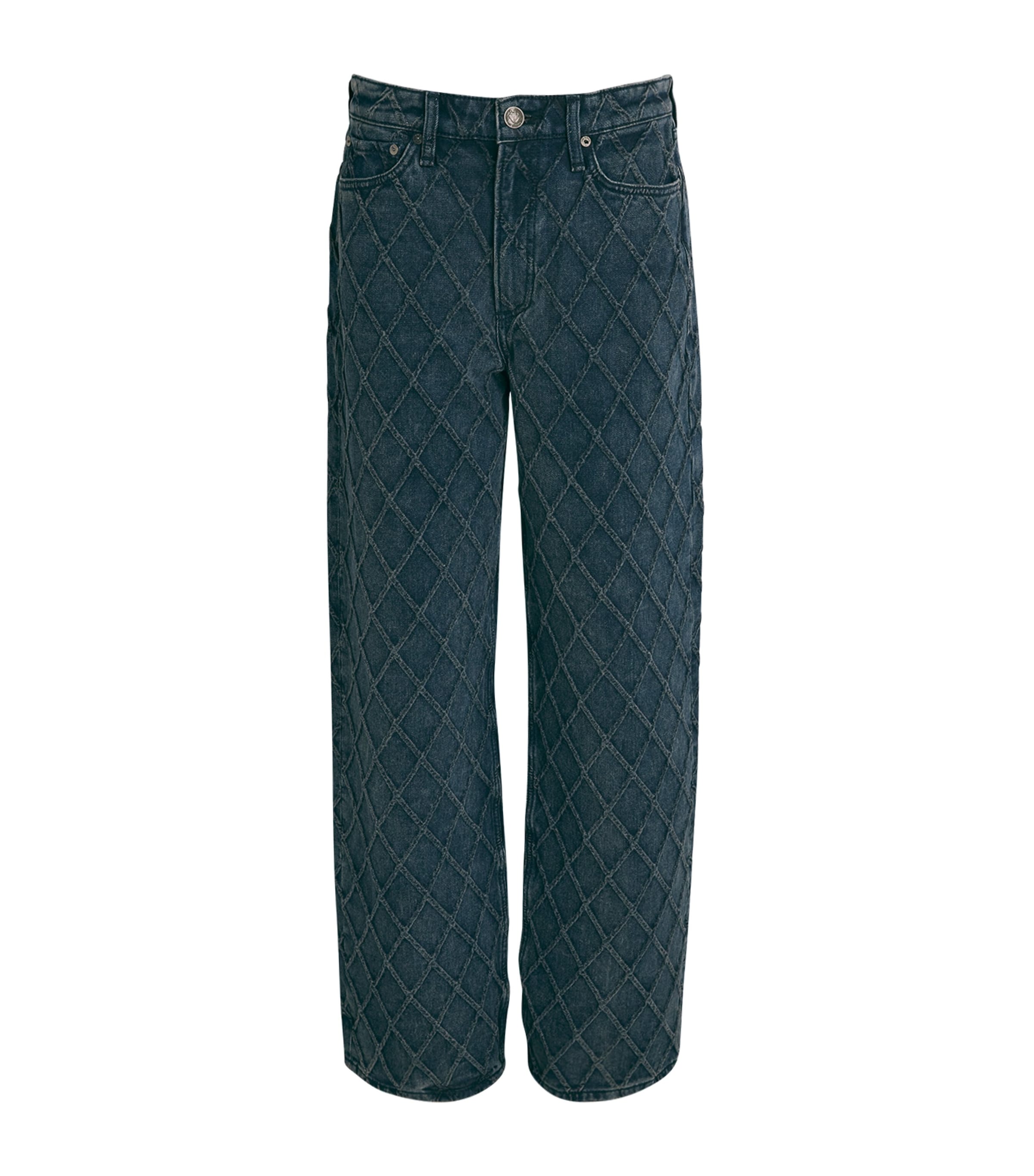 Rag & Bone Quilted The Logan Wide-leg Jeans In Blue