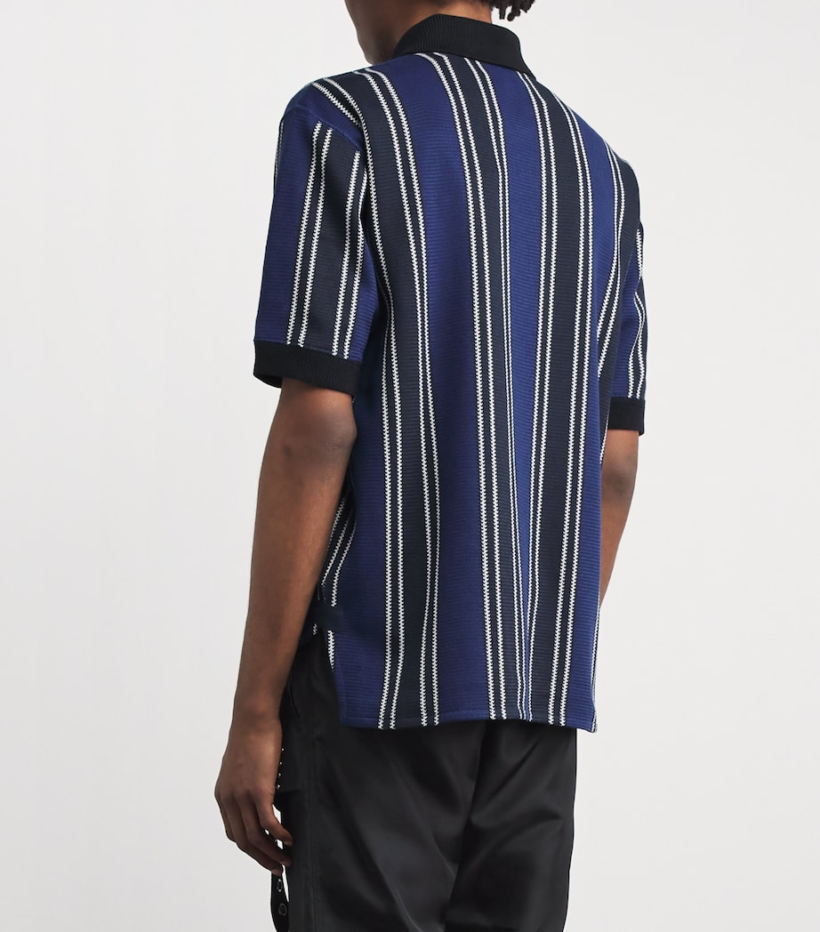 Junya Watanabe MAN Mens Stripe Short-Sleeve Polo Shirt Nvy/blu/wht Image 5