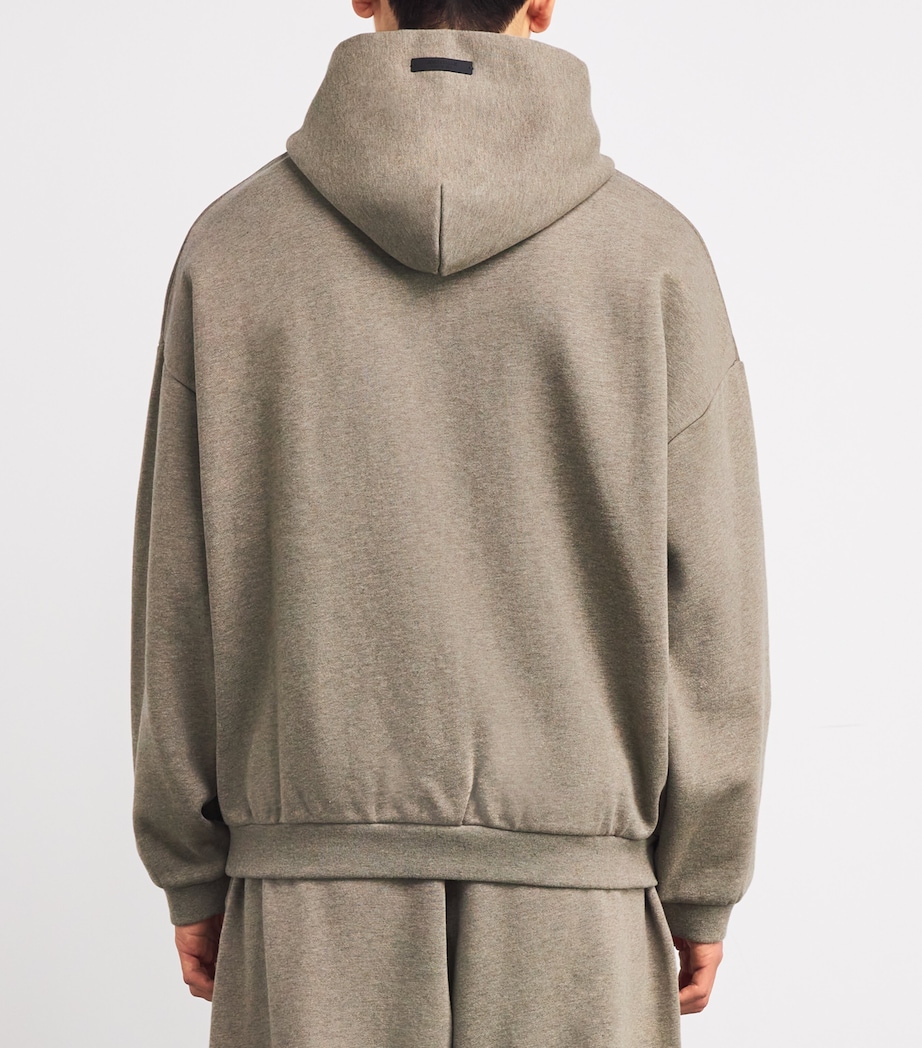 FEAR OF GOD ESSENTIALS Mens Cotton-Blend Logo Print Hoodie Heather Gray Image 4
