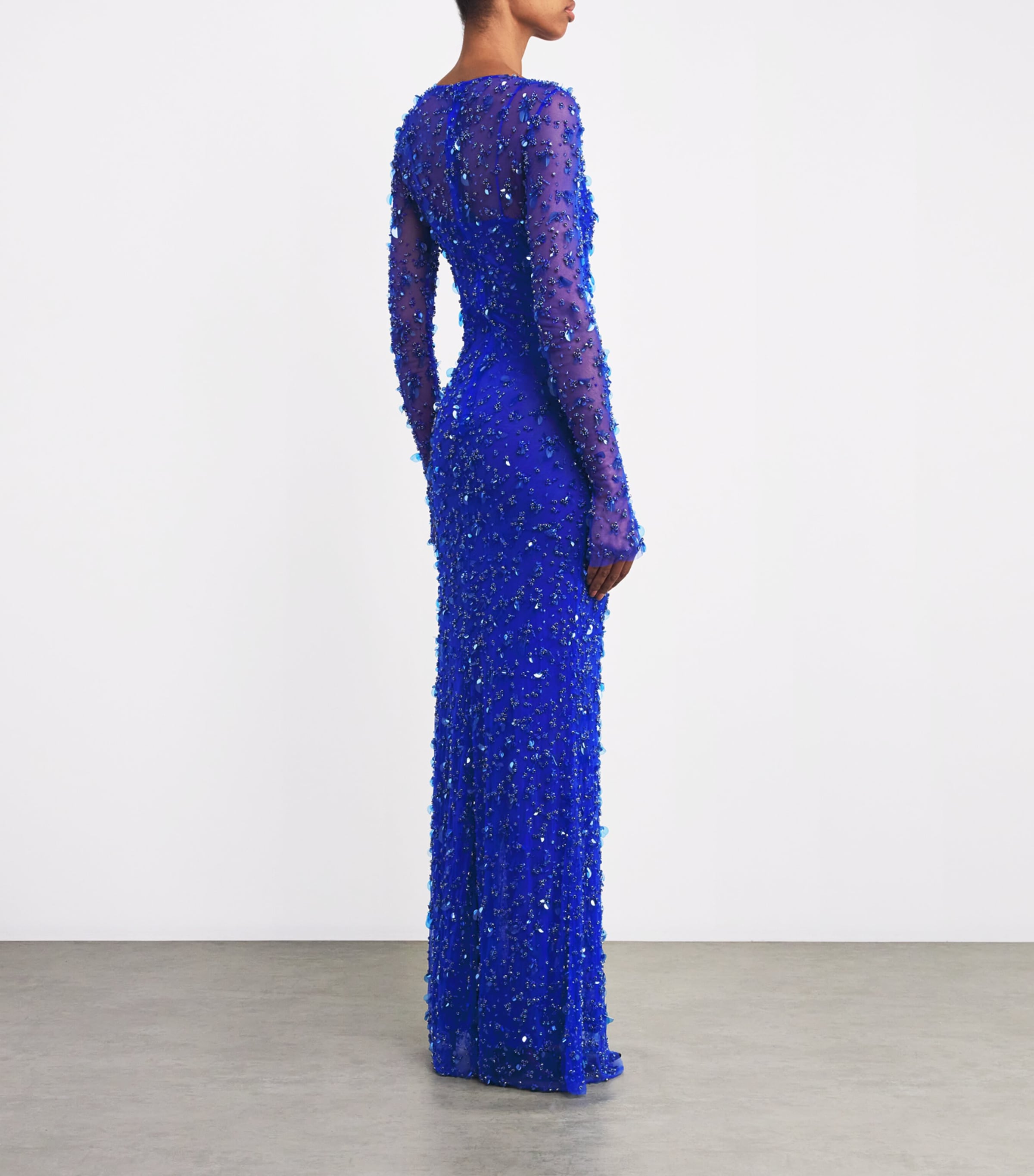 Mesh Embellished Gown 437 ELECTRIC BLUE Image 2