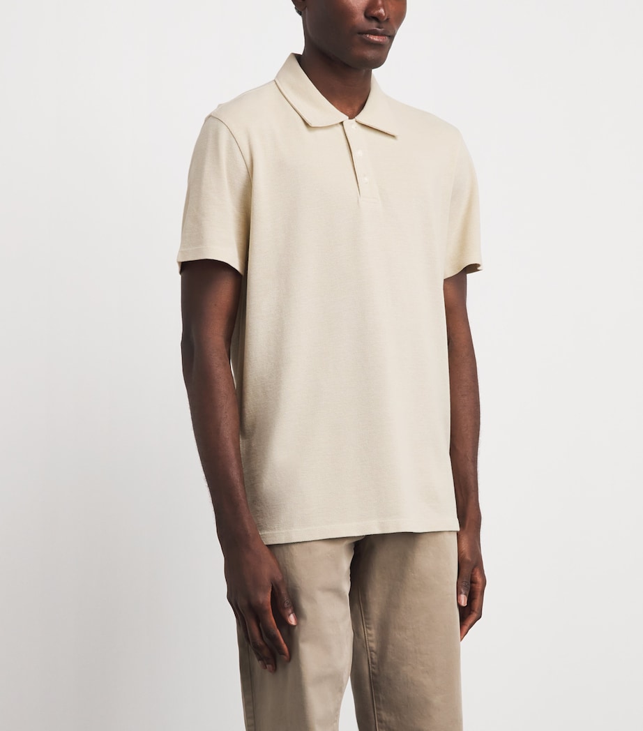 PAIGE Mens Cotton Demille Polo Shirt Pale Khaki Cmb Image 4