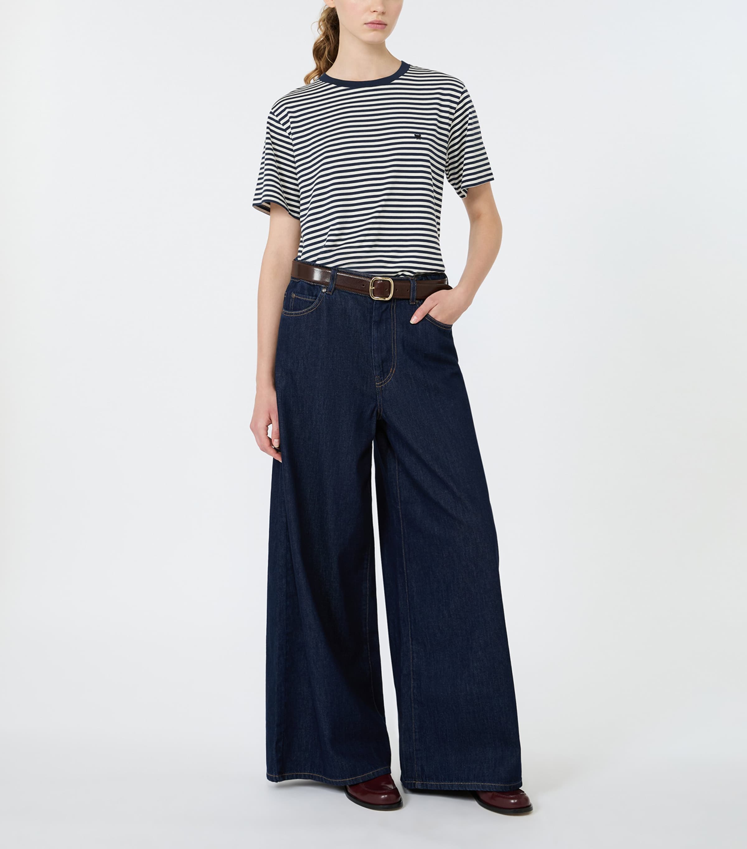 Weekend Max Mara Womens High-Rise Wide-Leg Jeans Navy Image 2