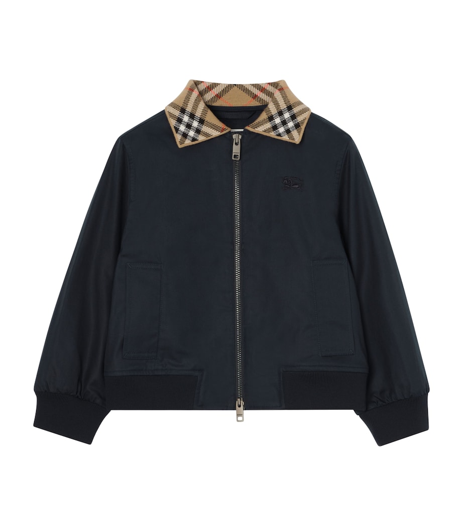 Burberry Kids Cotton Hayfield Harrington Jacket (14 Years) Navy Black Image 1