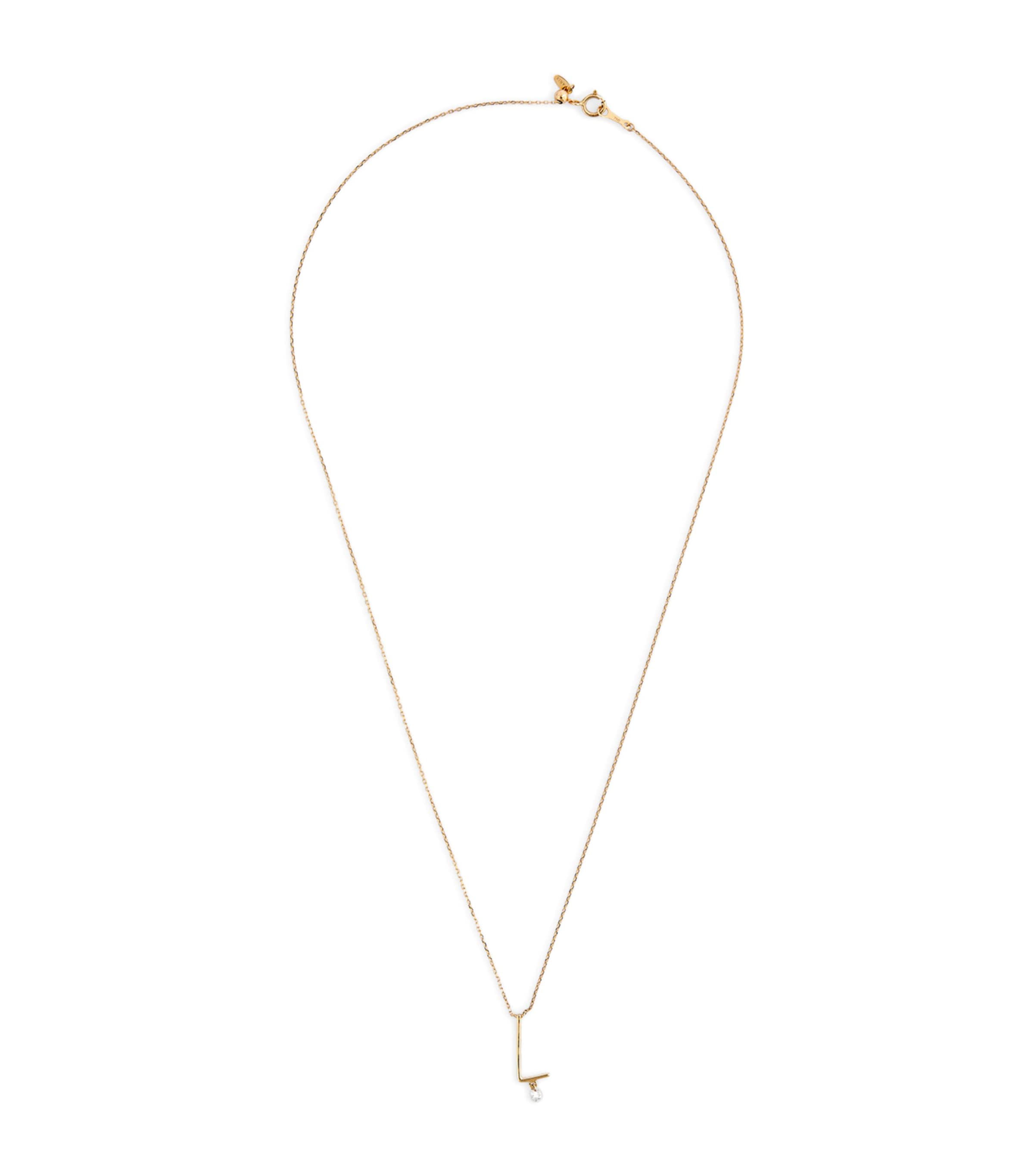 Persée Yellow Gold And Diamond Alphabet Necklace In Gold