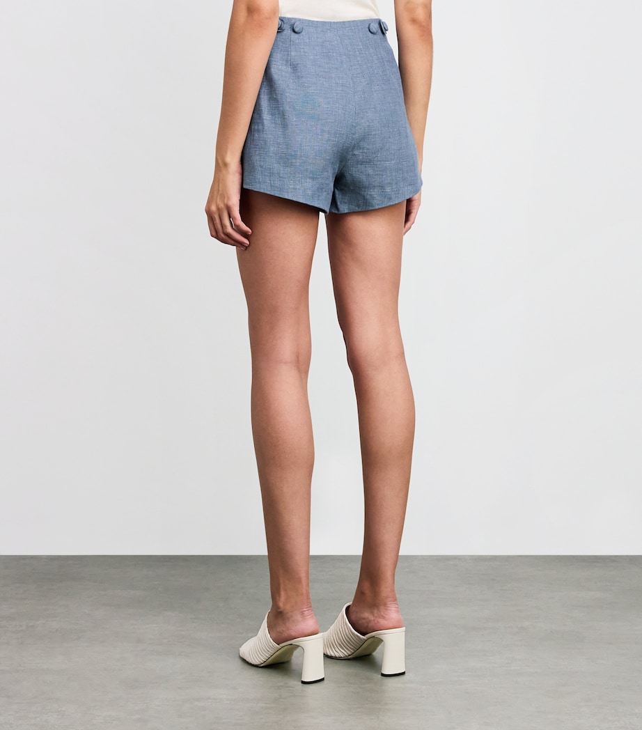 Linen Thea Tailored Shorts STEEL BLUE Image 4