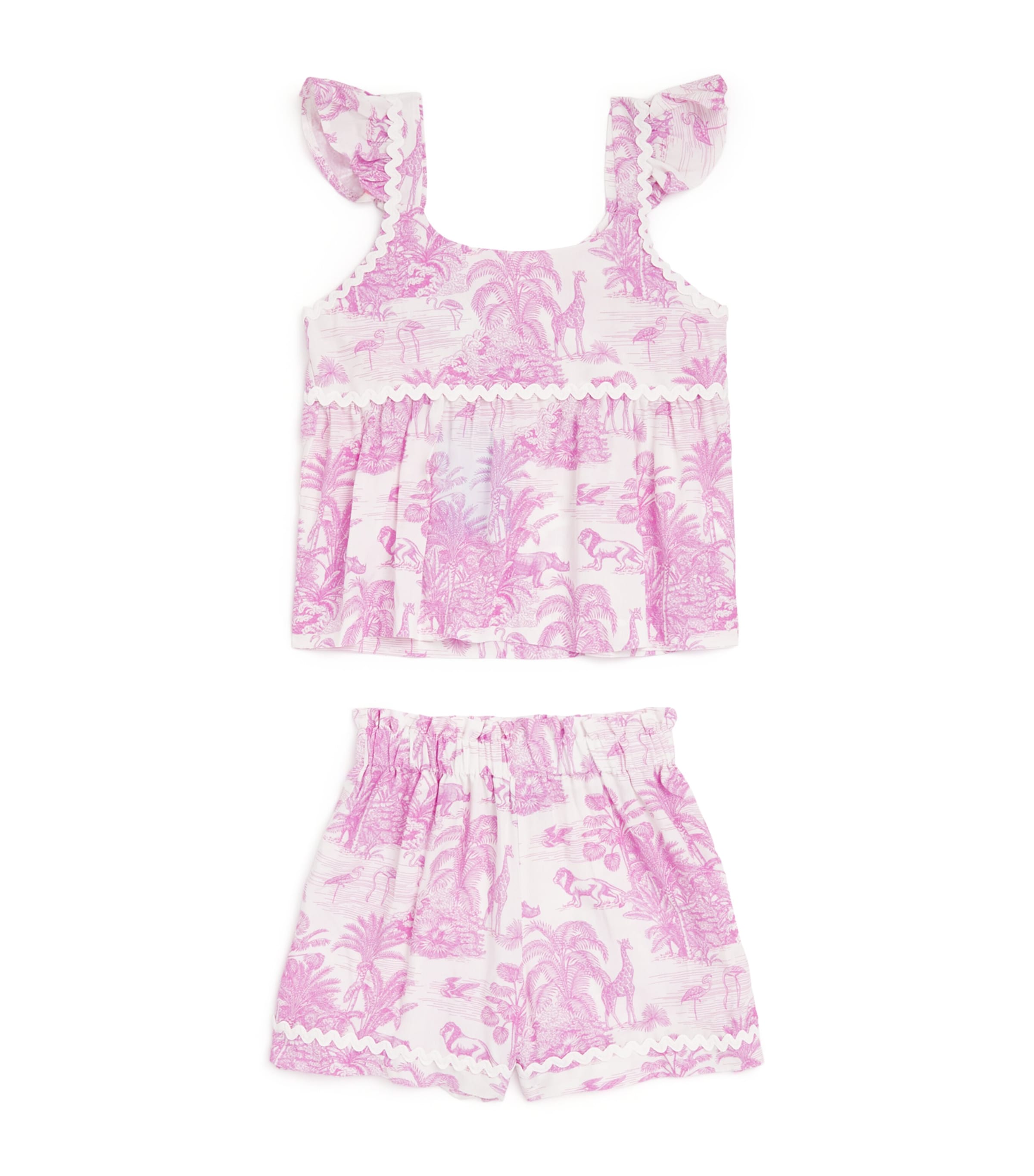 Jungle Print Top and Shorts Set (2-12 Years) JUNGLE LILLAC Image 1