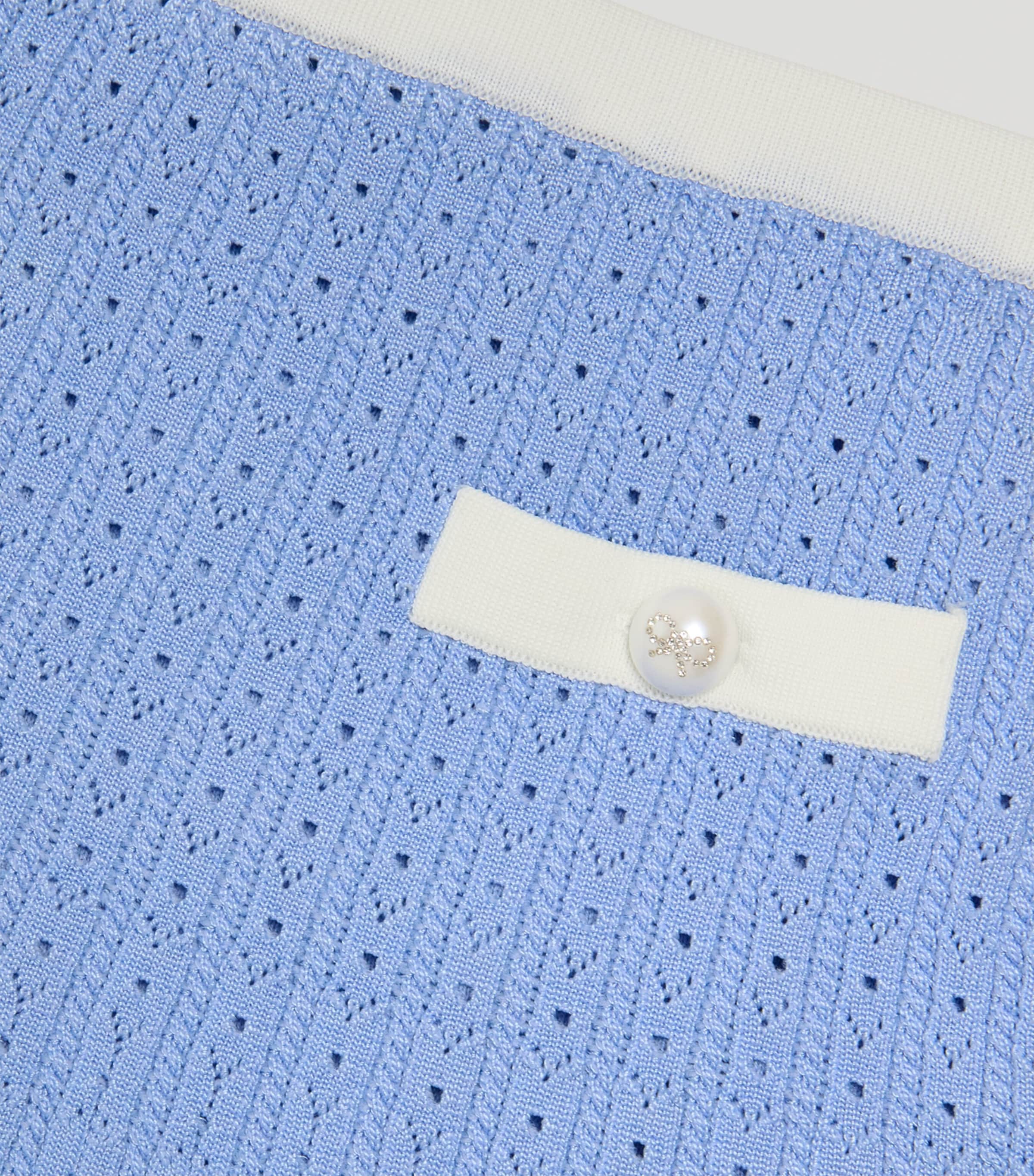 Self-Portrait Kids Pointelle Knitted Mini Skirt (3-12 Years) Blue Image 3